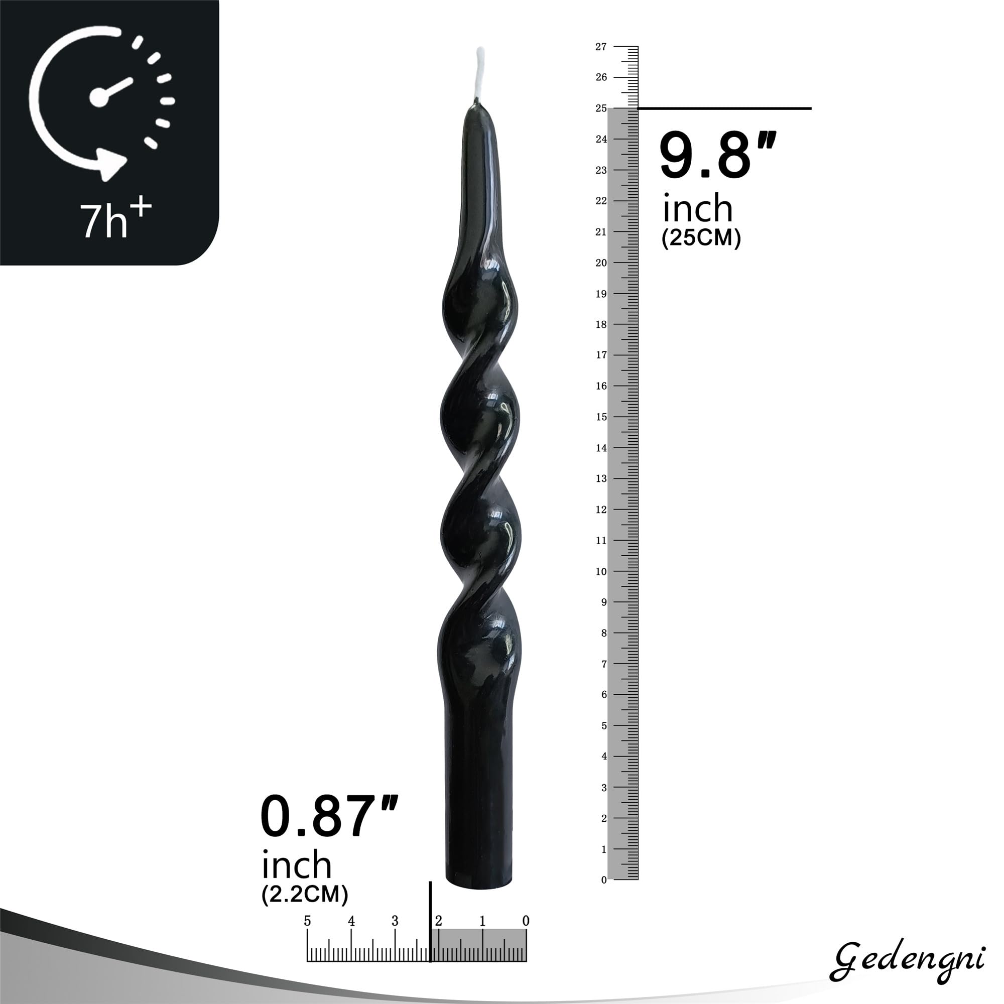 Elegant Black Taper Candles - 2 Pack 10 Inch Tall Spiral Twist Candlesticks for Religious Ceremonies, Romantic Dinners & Housewarming Gifts | Premium Dinner Table Decor & Home Decoration