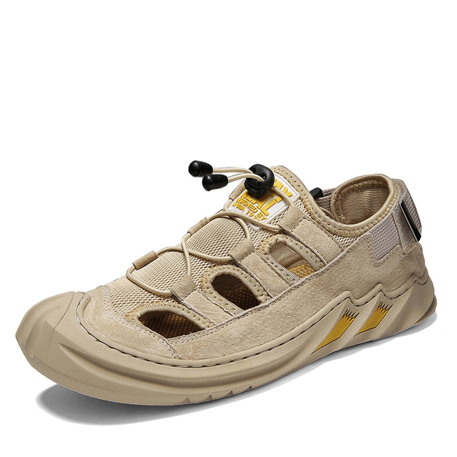 Premium Genuine Leather Men's Sandals - Breathable Summer Casual Shoes for Men - Non-Slip Outdoor & Beach Roman Slippers - Perfect for Vacation, Walking, and Relaxing by the Shore
