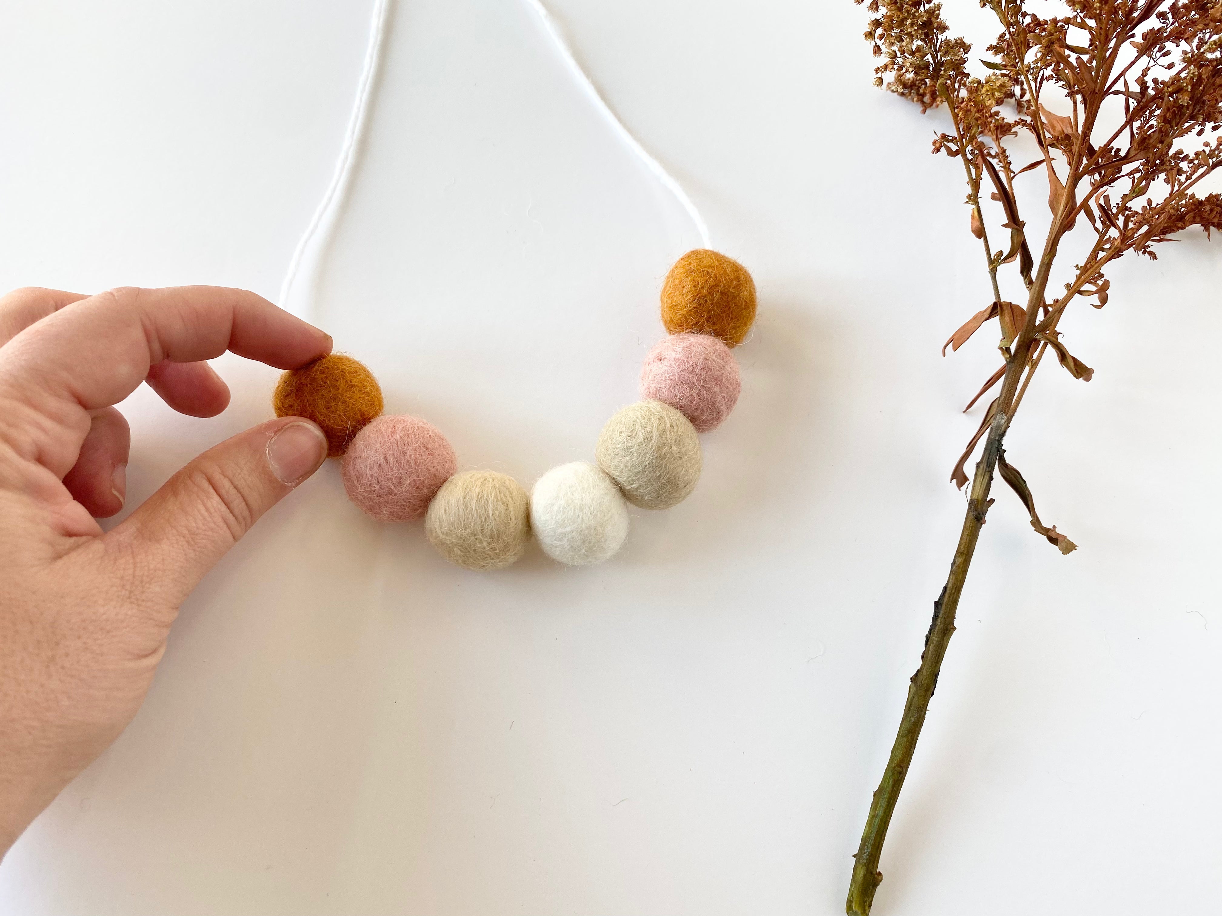 Stylish Girly Neutrals Felt Ball Necklace for Women - Boho Chic Accessory for Casual Outfits, Parties & Everyday Wear