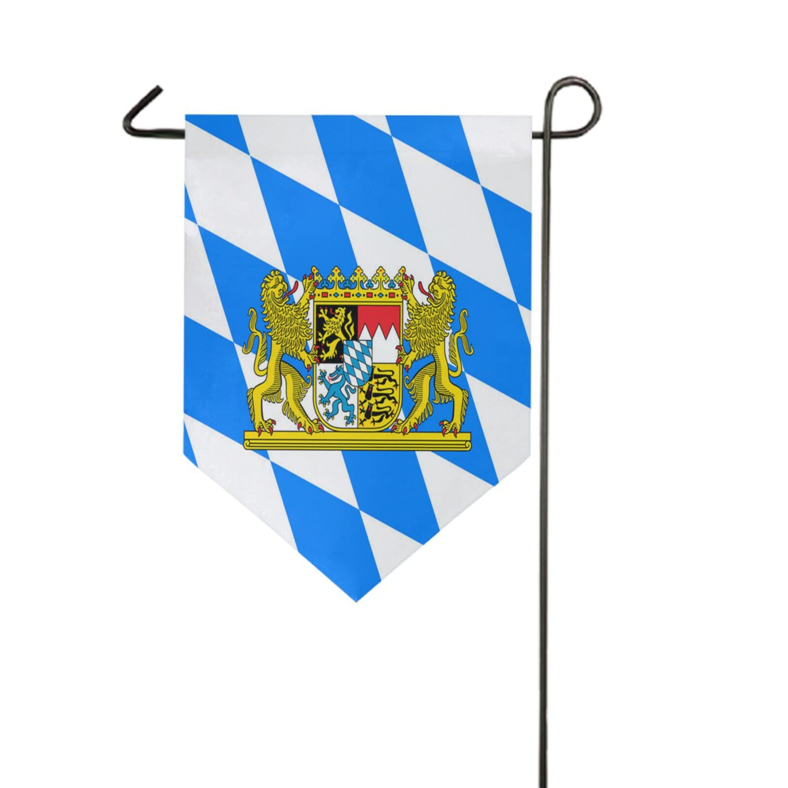 Bavarian Flag Triangle Garden Flag 12x18.5 Inch Double Sided Small Outdoor Yard Decor - Perfect for German Heritage Celebrations, Oktoberfest Parties & Garden Decoration