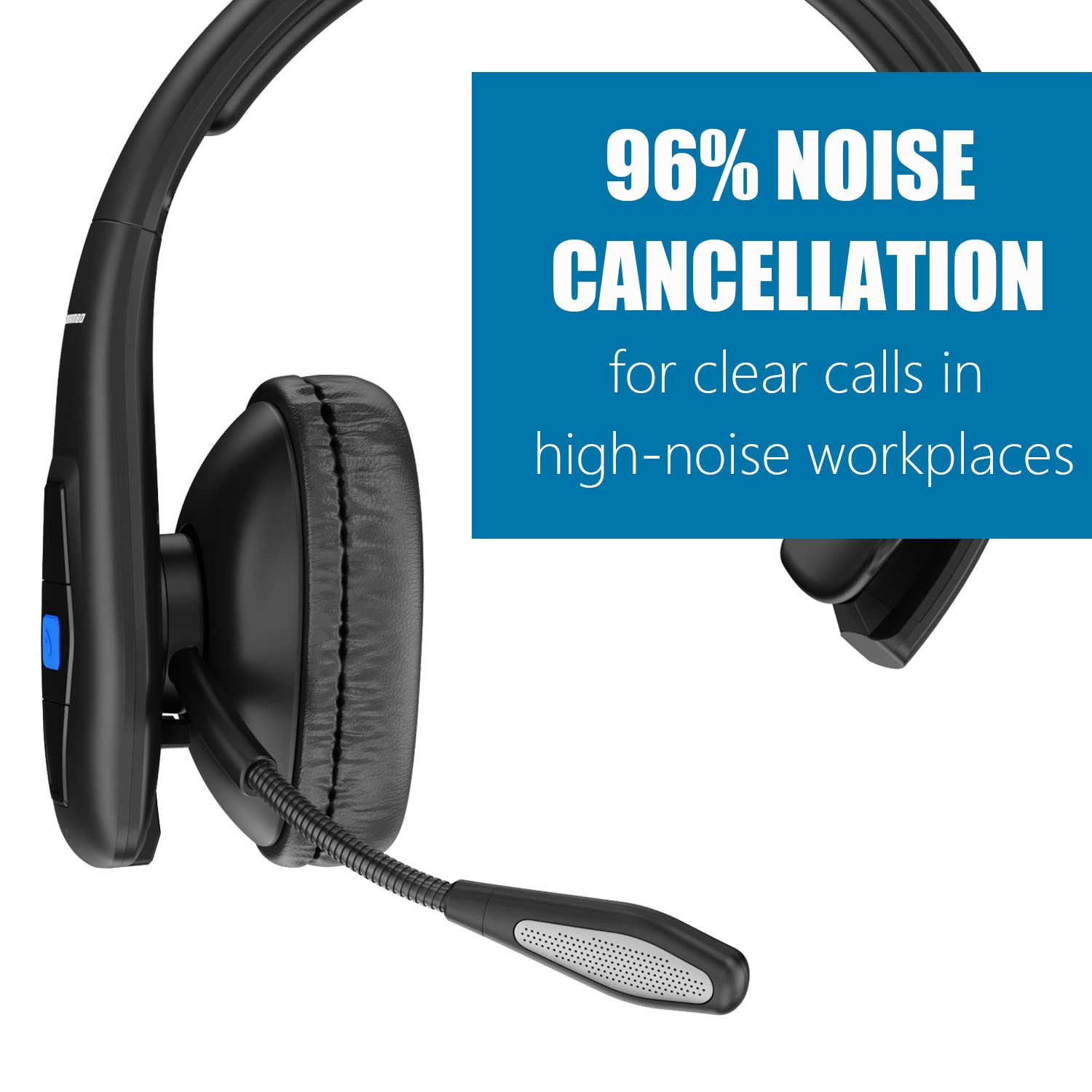 Conambo 2024 Upgraded Bluetooth Headset with Microphone - Trucker Headset with CVC8.0 Dual Mic Noise Cancelling & Mute Button, 35 Hours HD Talktime Wireless Headphones for Drivers, Home Office, Online Meetings & Gaming