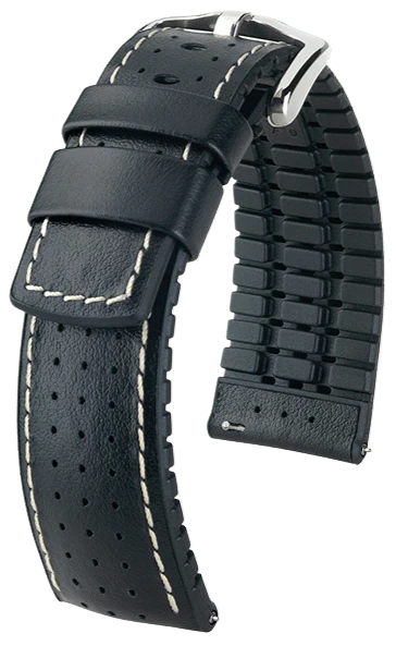 Hirsch Tiger Black 22mm Leather Watch Band - Premium Replacement Strap for Smartwatches & Traditional Watches | Perfect for Business, Casual & Outdoor Activities