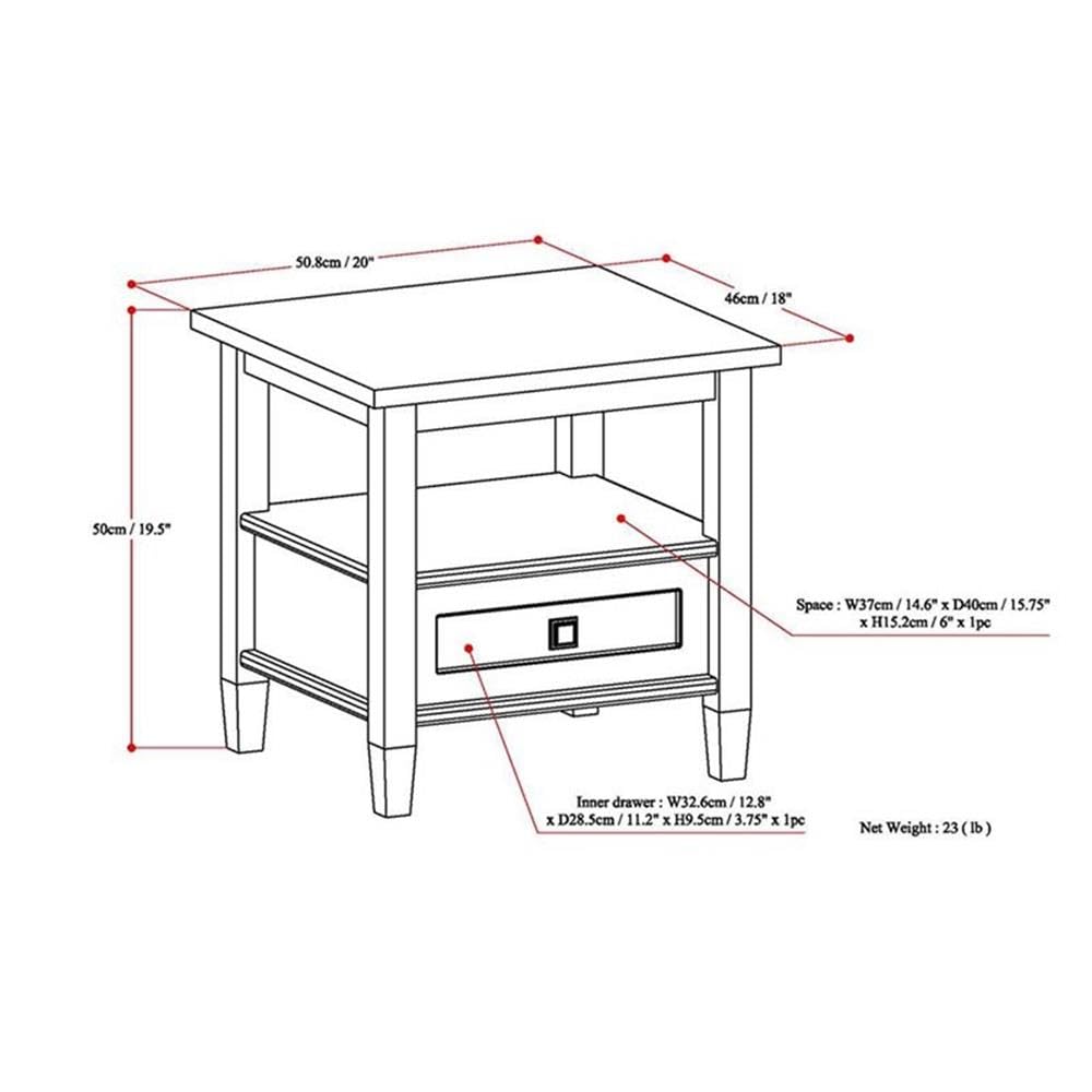 Compact Square End Table for Living Room & Bedroom - Small Space Nightstand with Storage Drawer & Shelf - Rustic Black Corner Sofa Table - Perfect for Apartments, Dorms & Cozy Spaces
