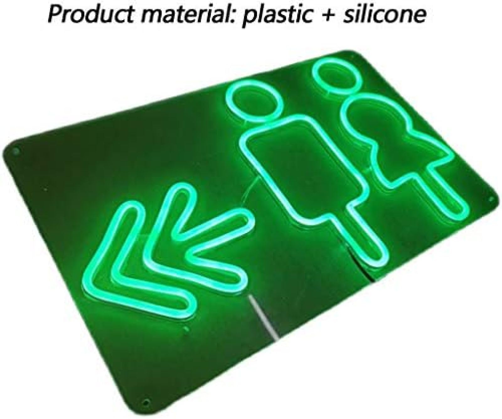 LED Neon Toilet Guide Sign - Plastic & Silicone Bathroom Sign with DC12V Transformer - Safe Low Voltage Restroom Directional Light for Washrooms, Public Toilets & Commercial Spaces
