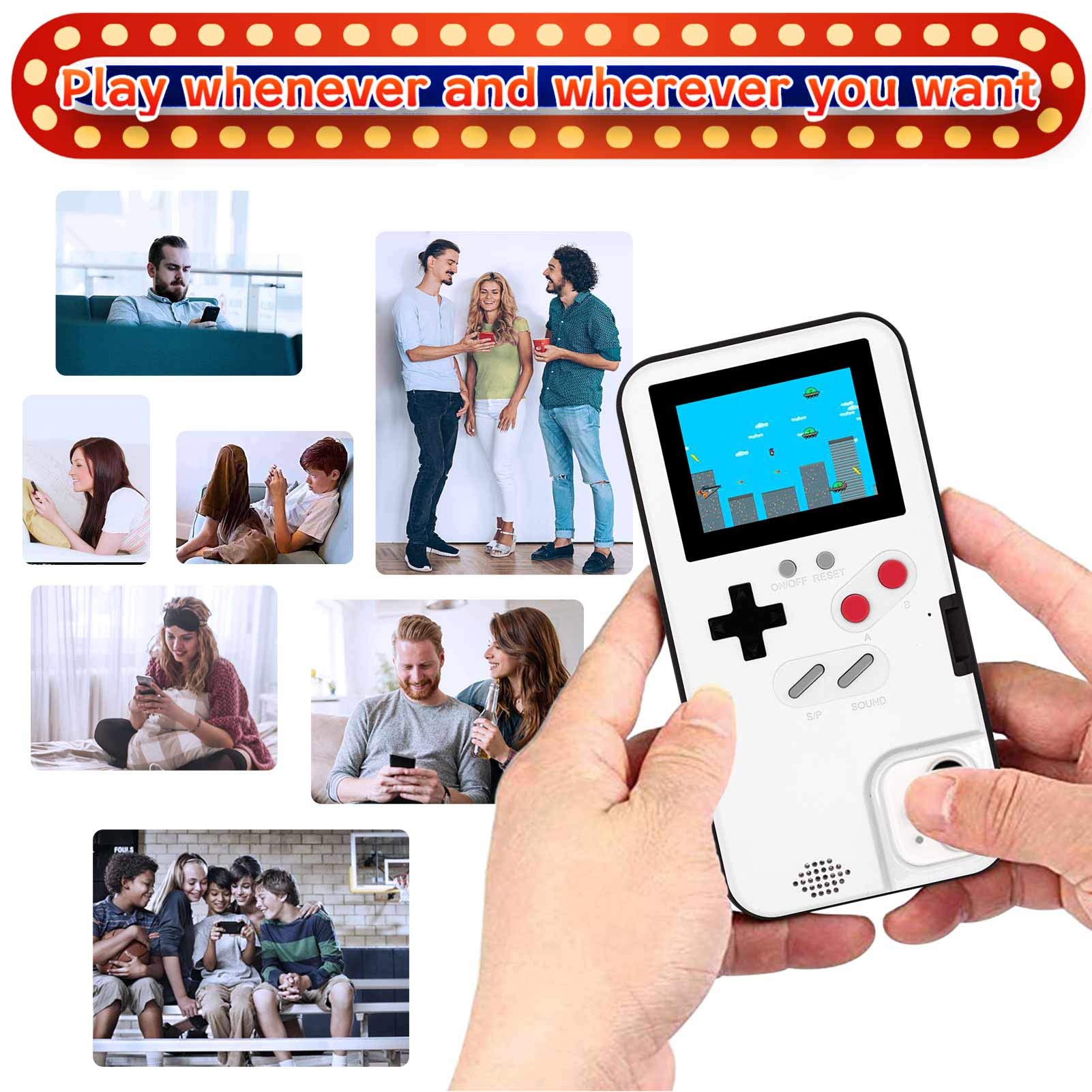 LucBuy Retro Game Console Case for iPhone 11 Pro Max - Shockproof Protective Cover with 36 Built-in Games & Full Color Display | Self-Powered Gaming Case | Perfect for Travel, Commuting & Entertainment (White)