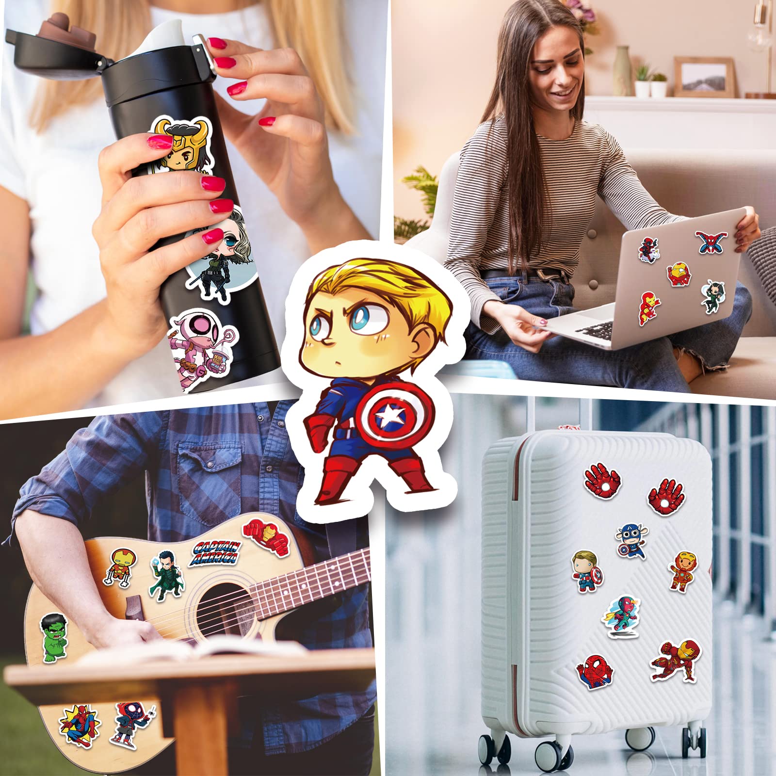 150PCS Superhero Stickers Pack - Avengers, Comic Legends Vinyl Decals for Teens, Boys & Adults - Waterproof Laptop, Water Bottle, Luggage, Skateboard, Guitar & Notebook Decoration