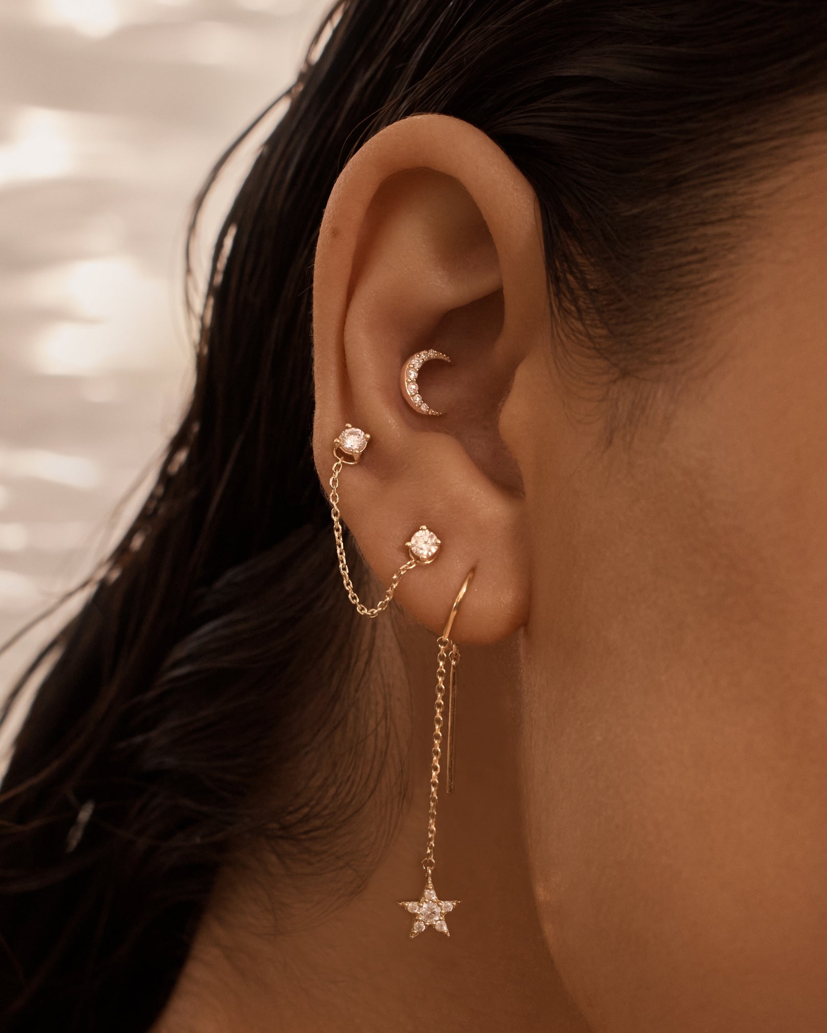 14K Solid Gold Water Drop Diamond Stud Earrings for Women - Elegant Dangle Earrings for Wedding, Party & Everyday Wear