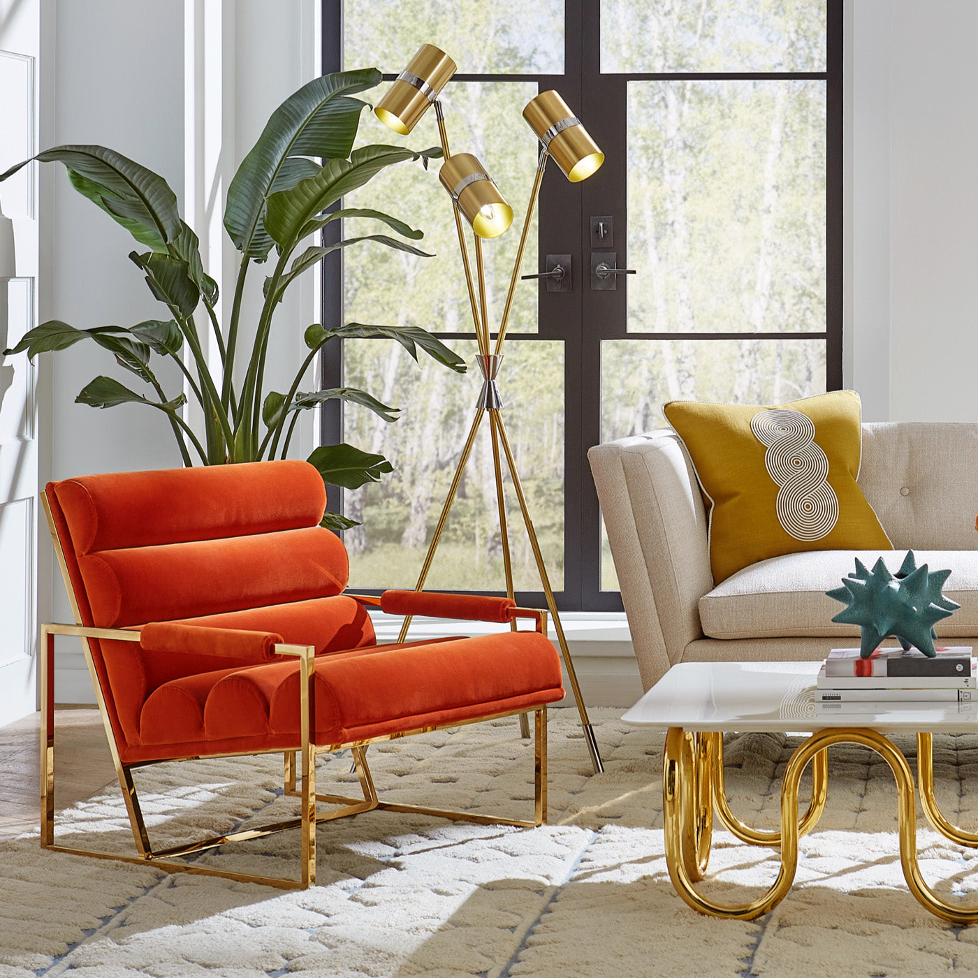 Channeled Goldfinger Lounge Chair - Modern Accent Chair for Living Room, Bedroom & Office - Comfortable Mid-Century Style Seating for Relaxing & Decor