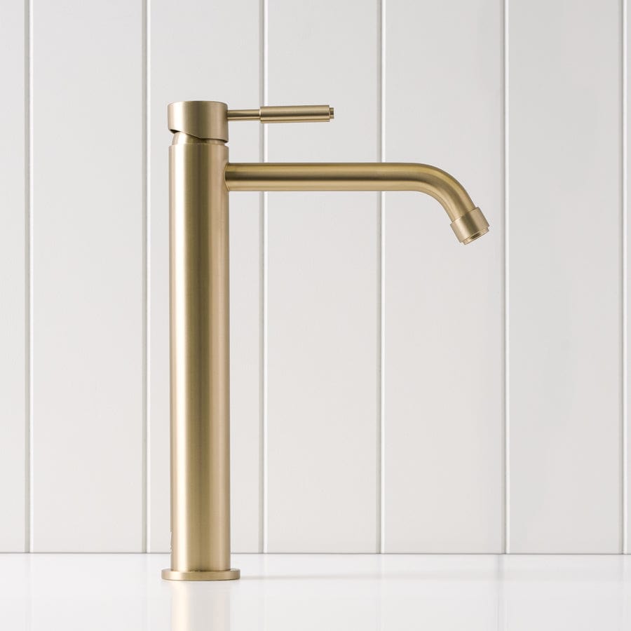 Melbourne Tall Basin Mixer in Warm Brushed Nickel - Modern Bathroom Faucet for Vanity Sinks, Perfect for Home and Hotel Renovations