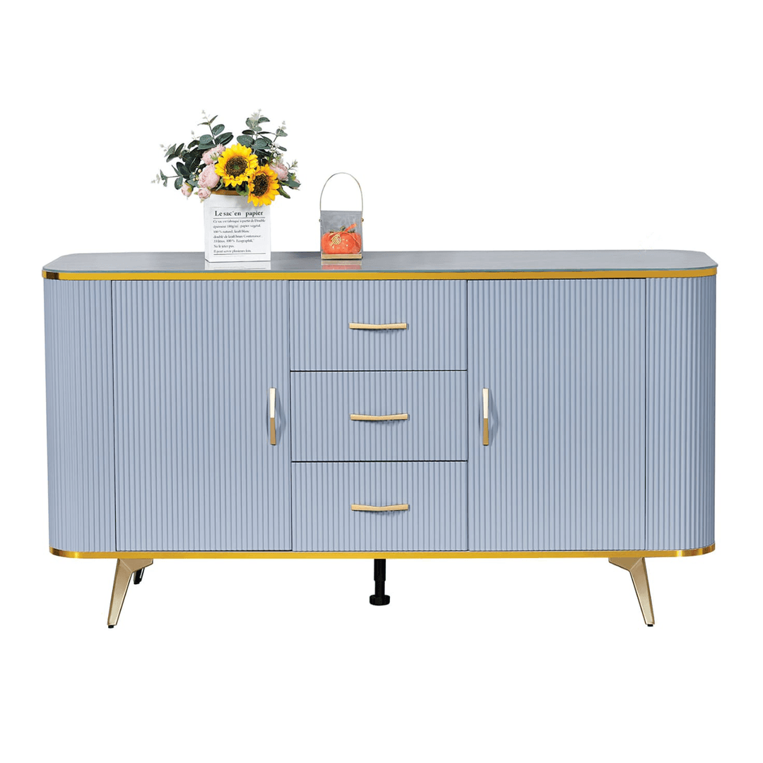 Karle II Buffet Hutch - 150cm Solid Wood Sideboard with Glass Doors for Dining Room Storage - Perfect for Displaying China, Glassware & Home Decor