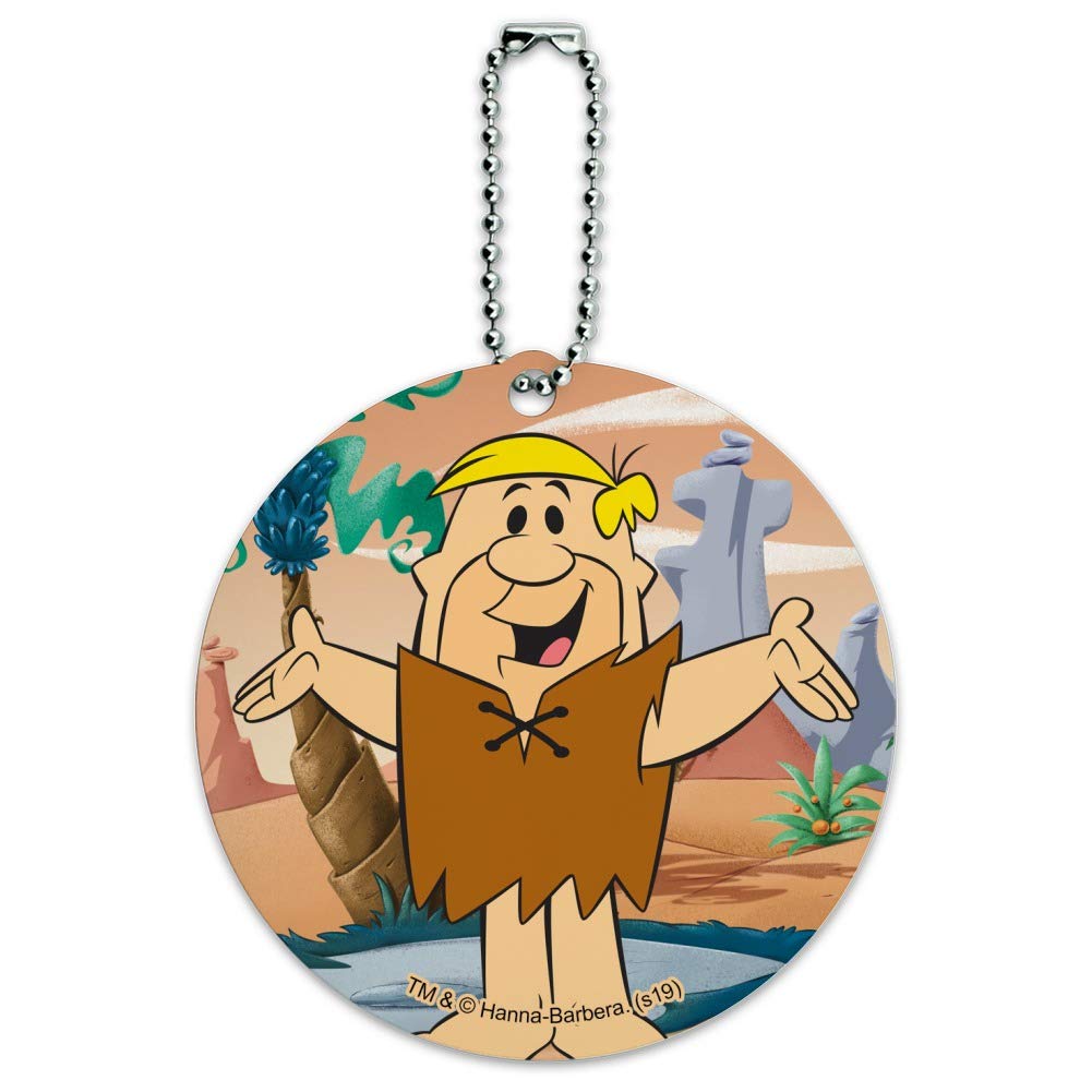 **The Flintstones Barney Character Round Luggage ID Tag - Durable Suitcase & Carry-On Travel Accessory for Kids & Adults - Perfect for Airports, Vacations & School Trips**