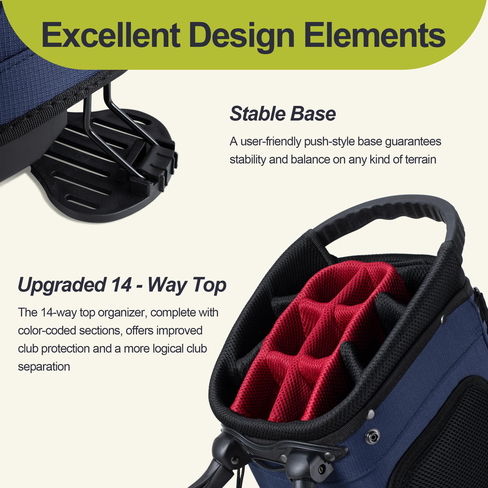 **14-Way Golf Stand Bag for Men - Lightweight & Durable with 10 Pockets & Top Dividers - Perfect for Driving Range, Course & Travel**