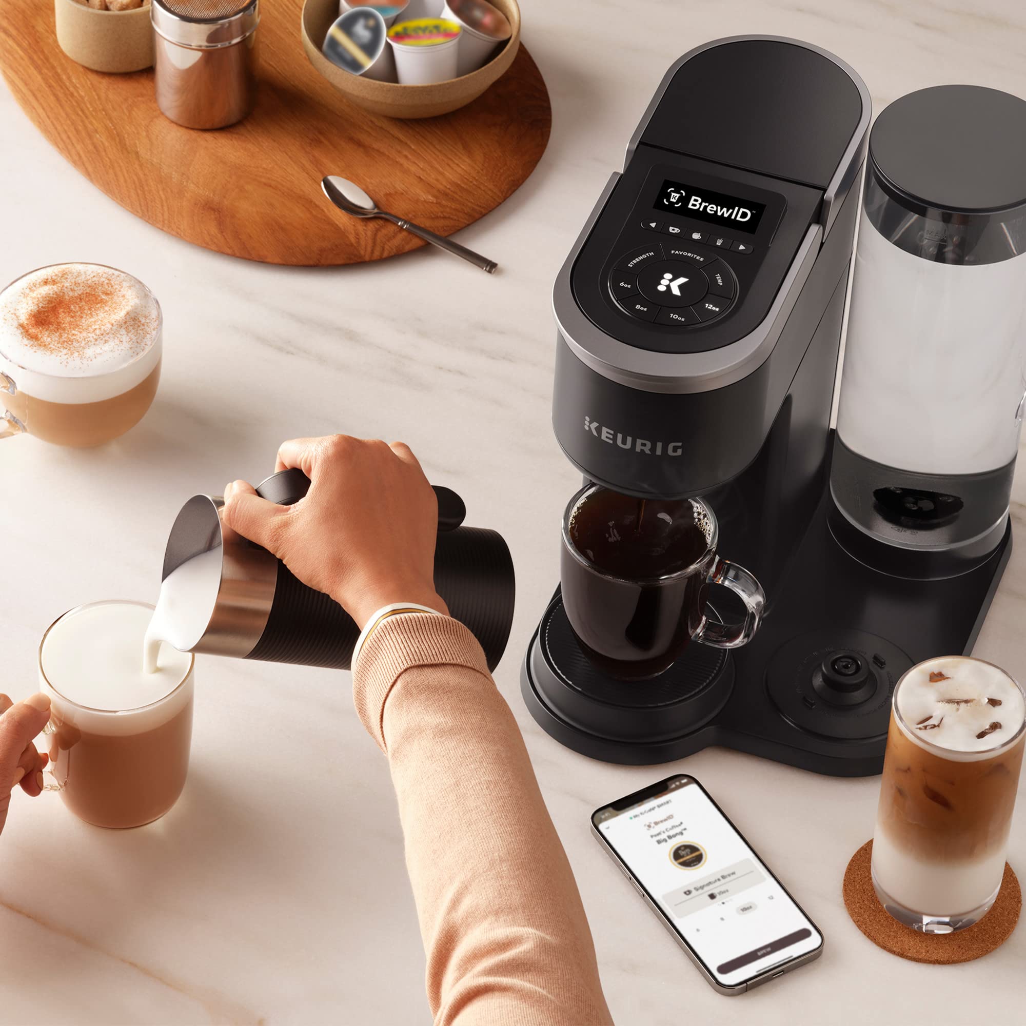 Keurig K-Cafe SMART Single Serve K-Cup Pod Coffee Maker - Latte & Cappuccino Maker, Black | Perfect for Home, Office & Small Spaces | Brews Coffee, Lattes & Iced Drinks