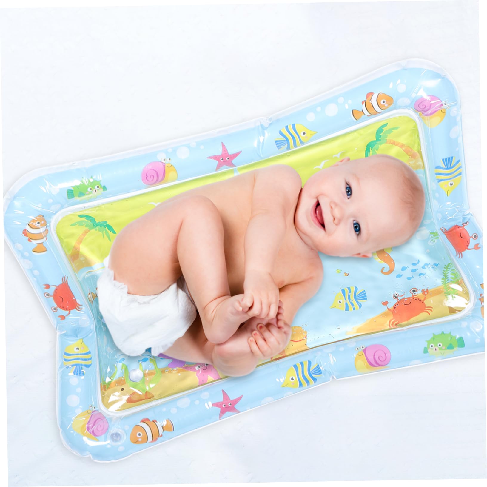 HEMOTON 4-Piece Inflatable Baby Tummy Time Water Play Mat - Safe PVC Water Activity Toy for Infants 0-6 Months - Perfect for Floor Play, Sensory Development & Summer Fun