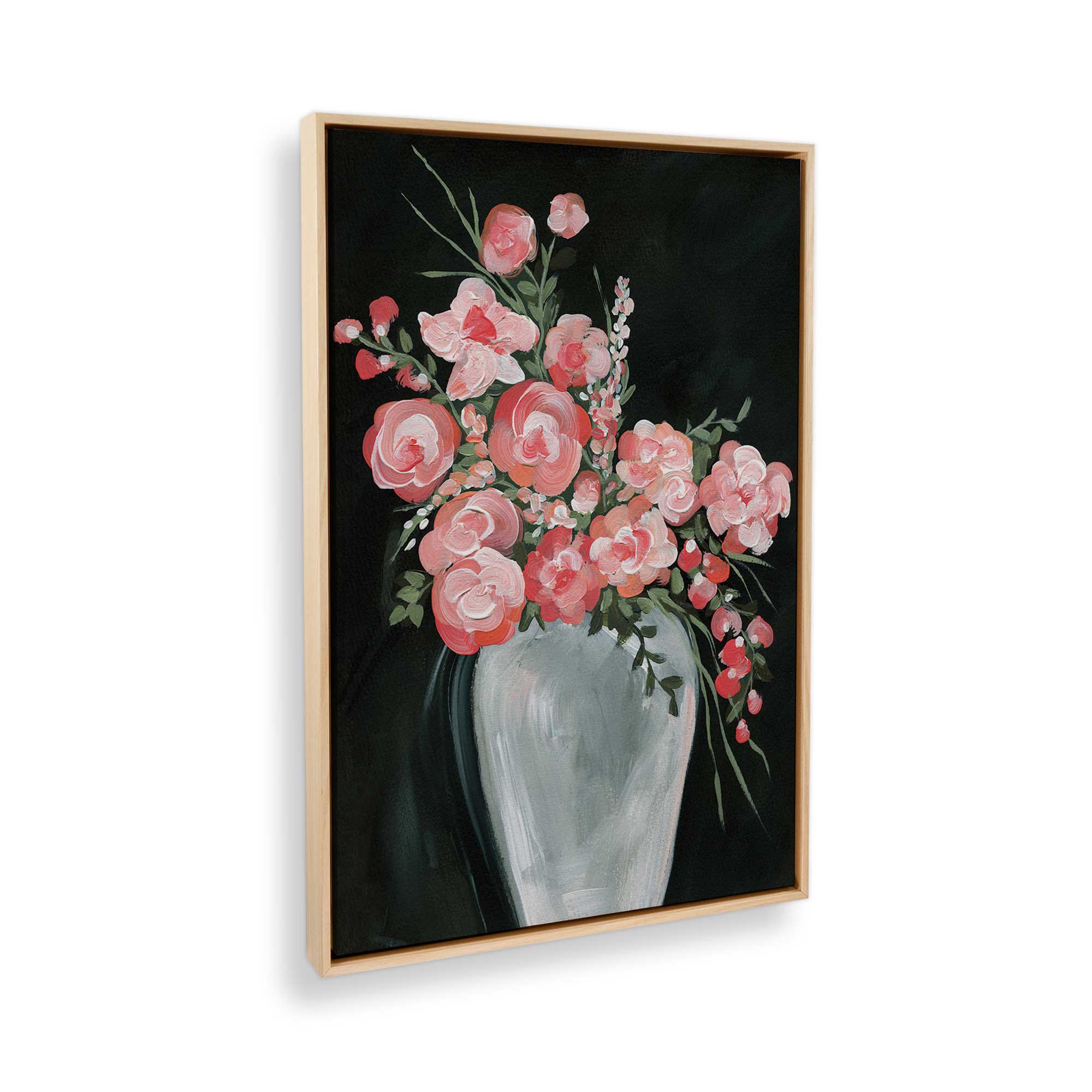 Delicate Coral Blossoms II Canvas Wall Art Print - Tropical Floral Home Decor for Living Room, Bedroom & Office