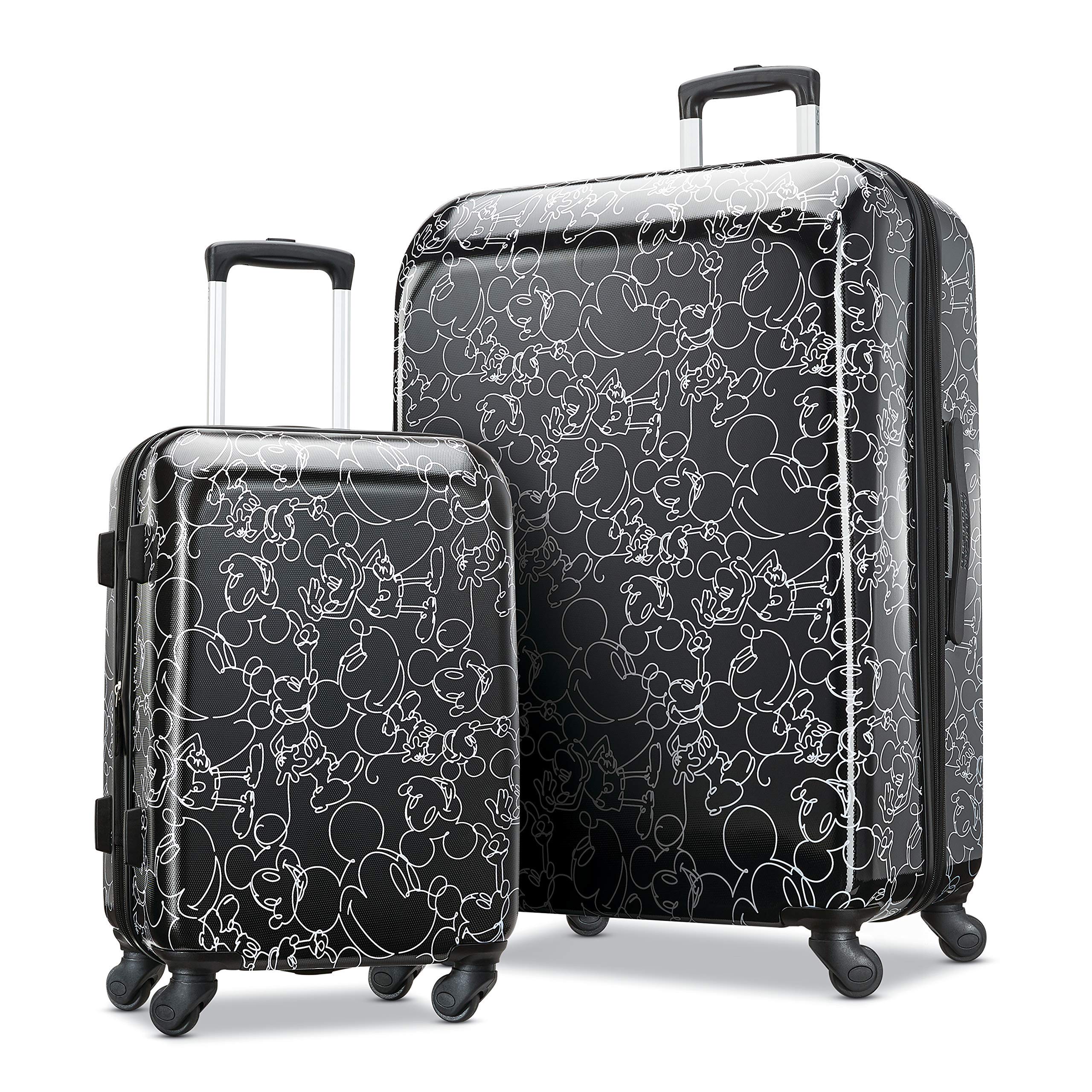 American Tourister Disney Mickey Mouse Scribbler Hardside Spinner Luggage 2-Piece Set (21/28 Inch) - Lightweight Durable Suitcase for Family Travel, Vacation & Airplane Carry-On
