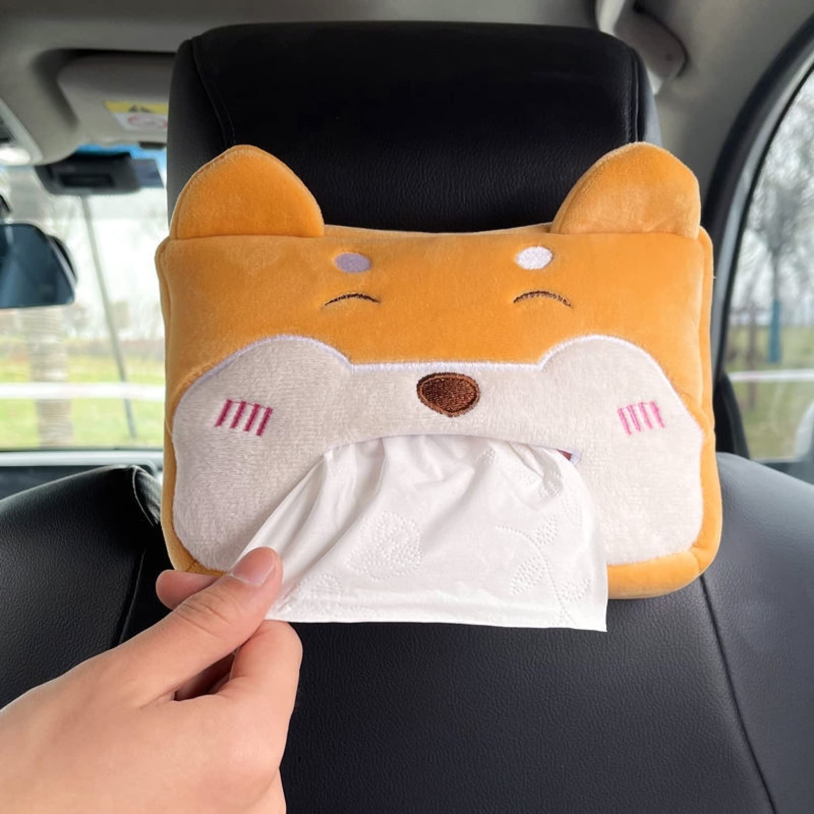 Creative Car Armrest Box with Cartoon Design - Cute Hanging Tissue Holder & Storage Drawer for Car Interior Decoration - Perfect for Organizing Tissues, Small Items in Sedans, SUVs and Trucks
