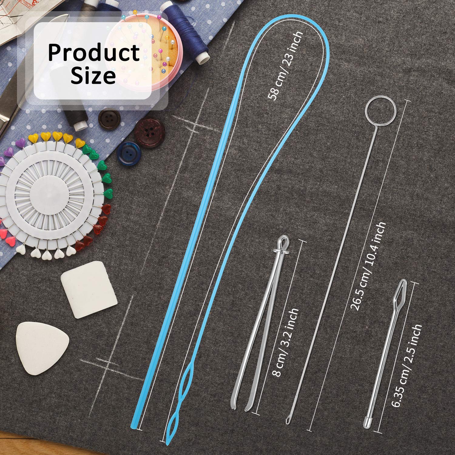 WILLBOND 6-Piece Flexible Drawstring Threader Tool Kit - Metal Loop Turner, Easy Threader & Hoodie String Replacement - Sewing, DIY Knitting, Fabric Belt Accessories - Perfect for Crafts, Clothing Repair & Home Projects