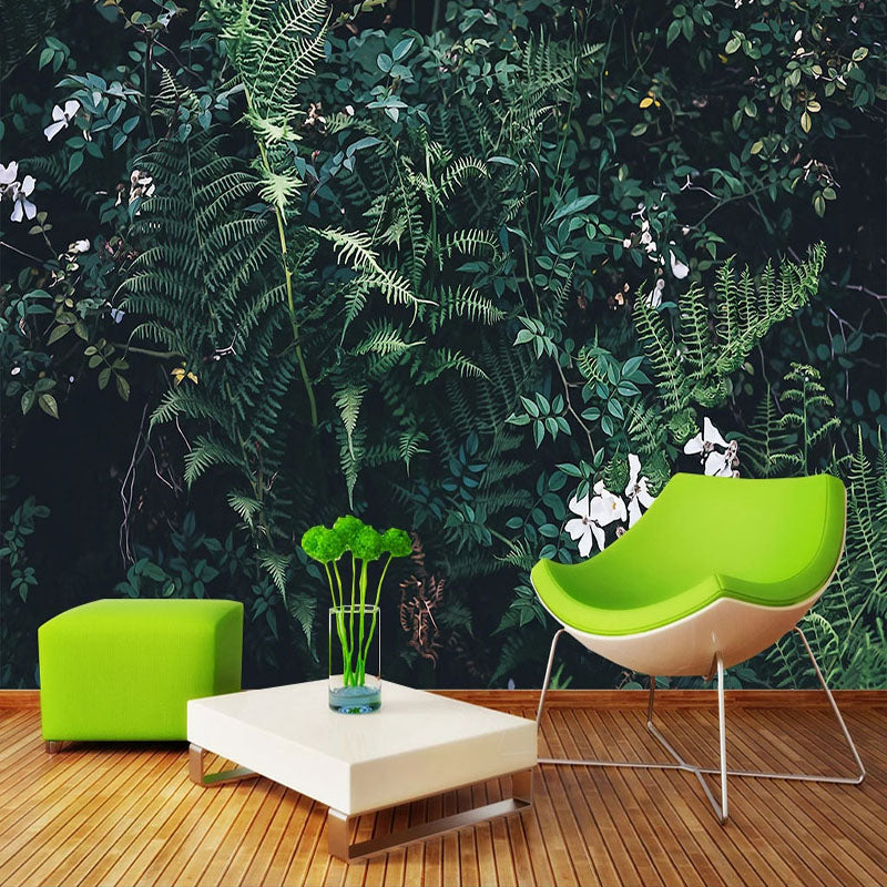 Lush Green Leaves Wallpaper - High-Quality Botanical Peel & Stick Wall Mural for Living Room, Bedroom Decor | Easy to Install & Removable | Nature-Inspired Home Design
