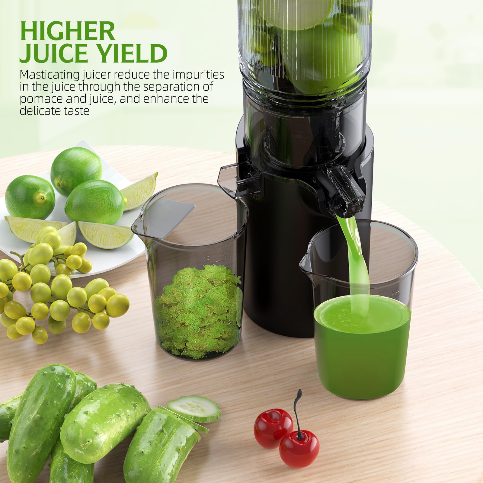 Premium Cold Press Juicer Machine - Slow Masticating Juicer with 5.4