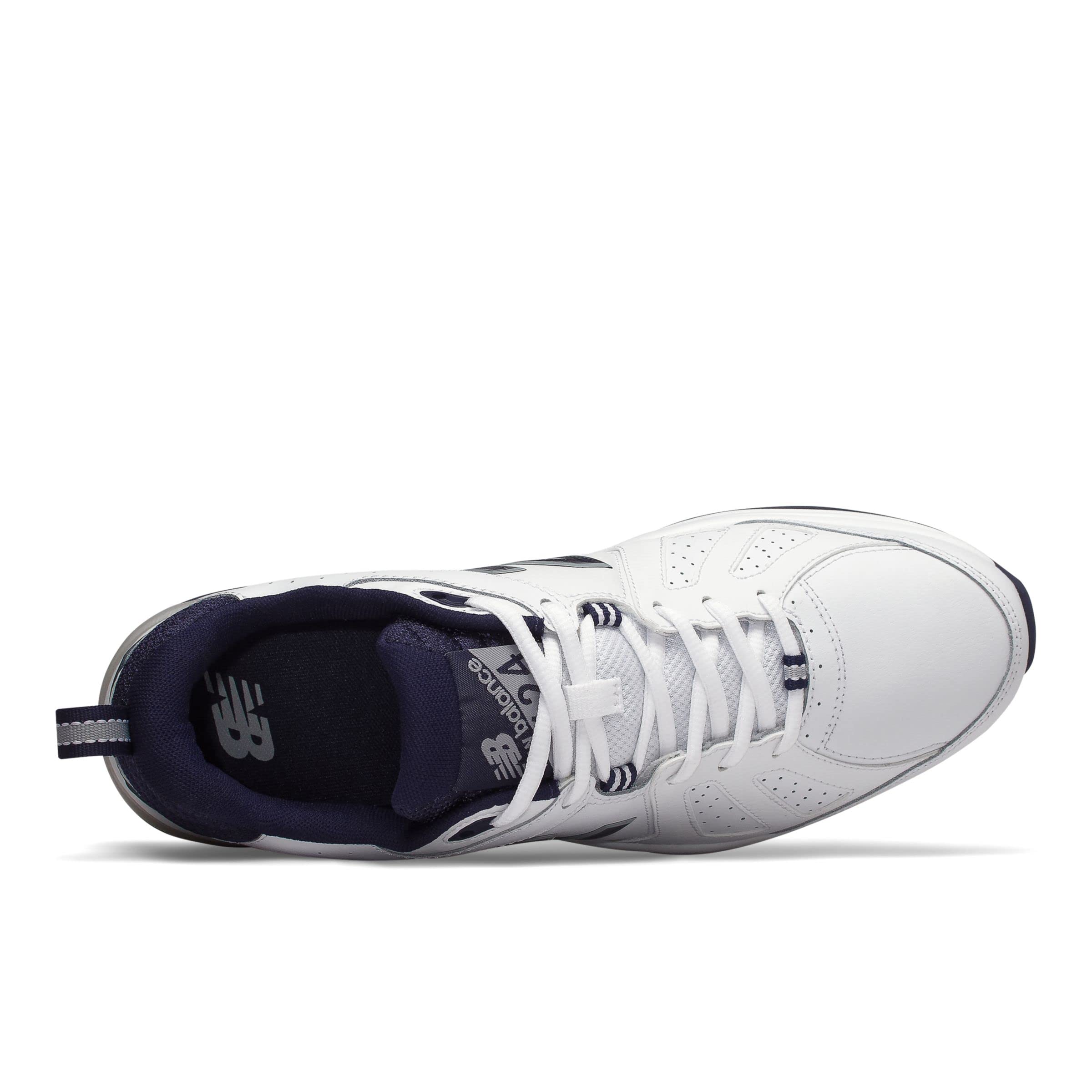 New Balance Men's 6E Extra Wide Leather Sneakers 624 - White/Navy - UK 7.5 (US 8/EU 41.5) - Comfortable Walking Shoes for Wide Feet - Perfect for Work, Casual Wear & Daily Activities