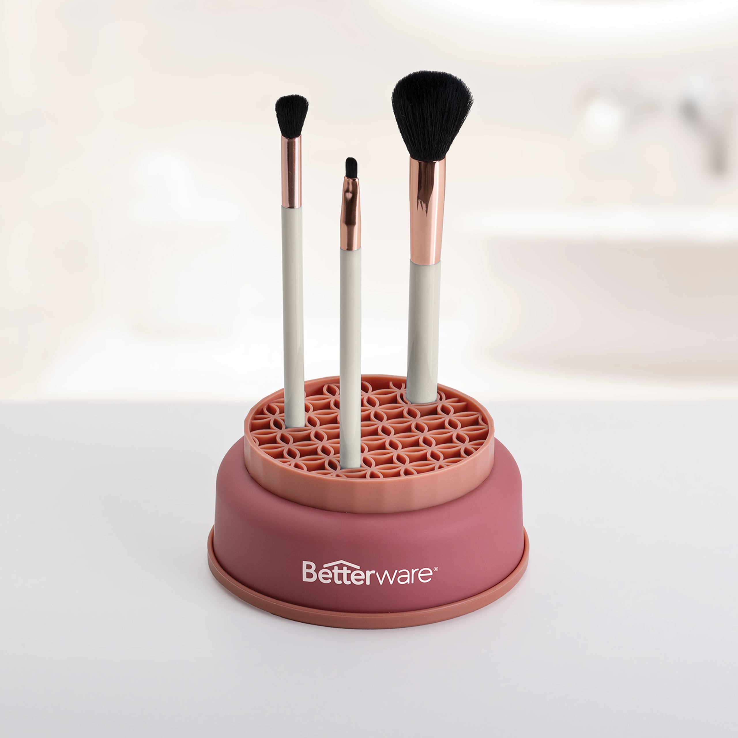 Premium Makeup Brush Holder Organizer - Acrylic Cosmetic Brush Stand for Countertop Storage | Perfect for Vanity, Bathroom, and Travel Use