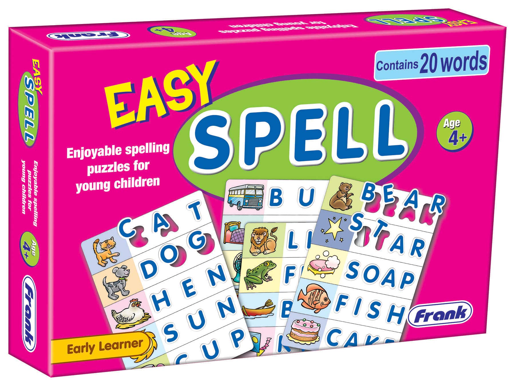 Frank Easy Spell – Educational Spelling Puzzles for Kids Ages 4-7 | Fun Learning Games to Improve Memory & Focus | Brain Booster Toy with 20 Word Challenges | Perfect Gift for Preschool & Kindergarten Classrooms, Homeschooling, and Family Game Nights