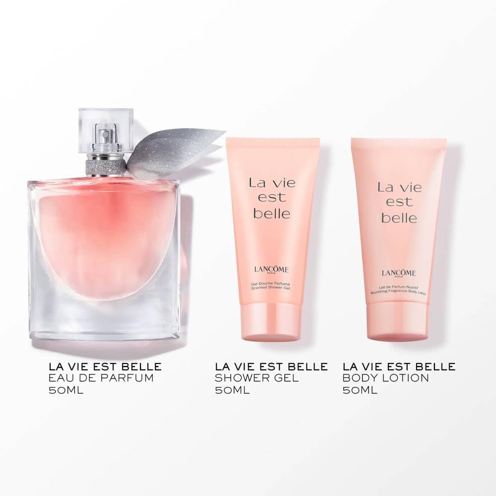 Lancome La Vie Est Belle Gift Set - 50ml Eau de Parfum + 50ml Shower Gel + 50ml Body Lotion | Luxury Women's Perfume Trio for Gifts, Date Nights & Special Occasions
