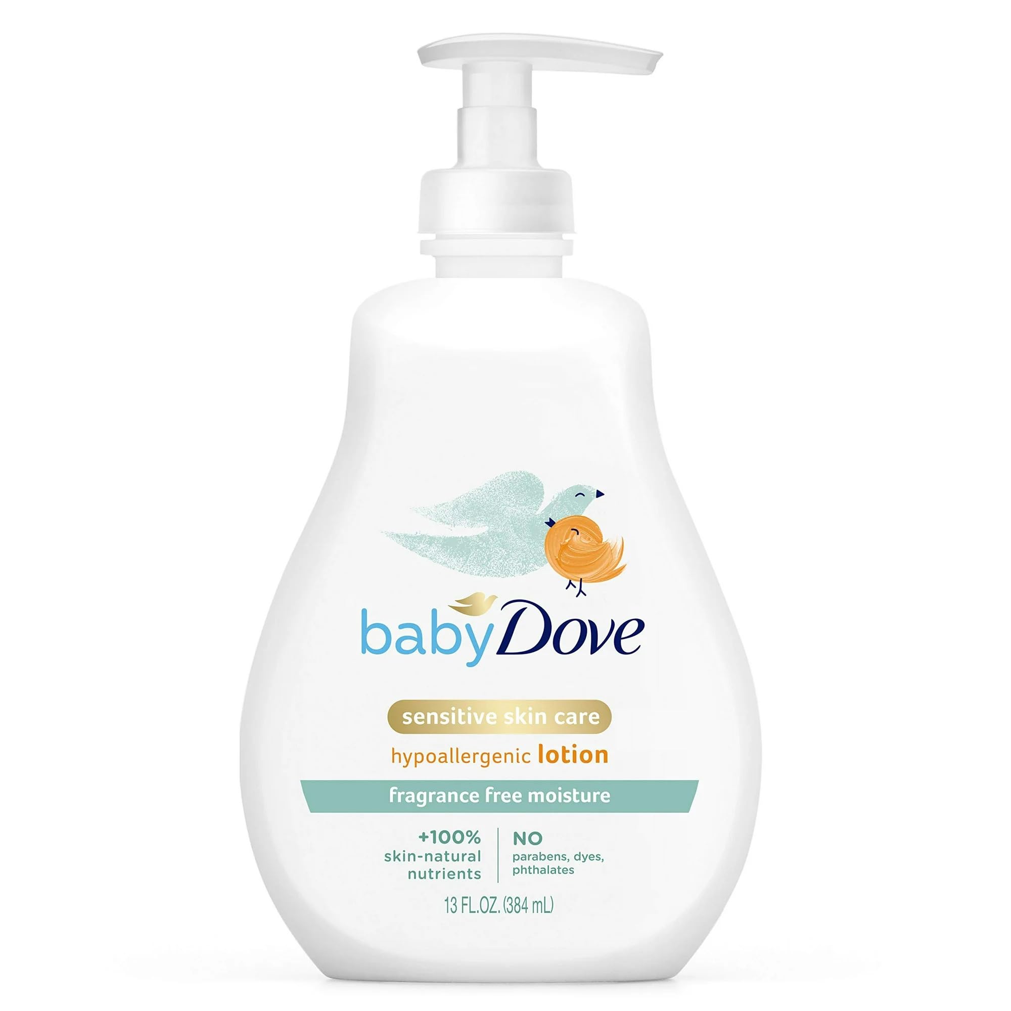 Baby Dove Sensitive Moisture Face & Body Lotion for Babies - Fragrance Free & Hypoallergenic - 13 Oz (Pack of 4) - Gentle Daily Moisturizer for Dry & Sensitive Skin - Perfect for Newborns, Infants & Toddlers