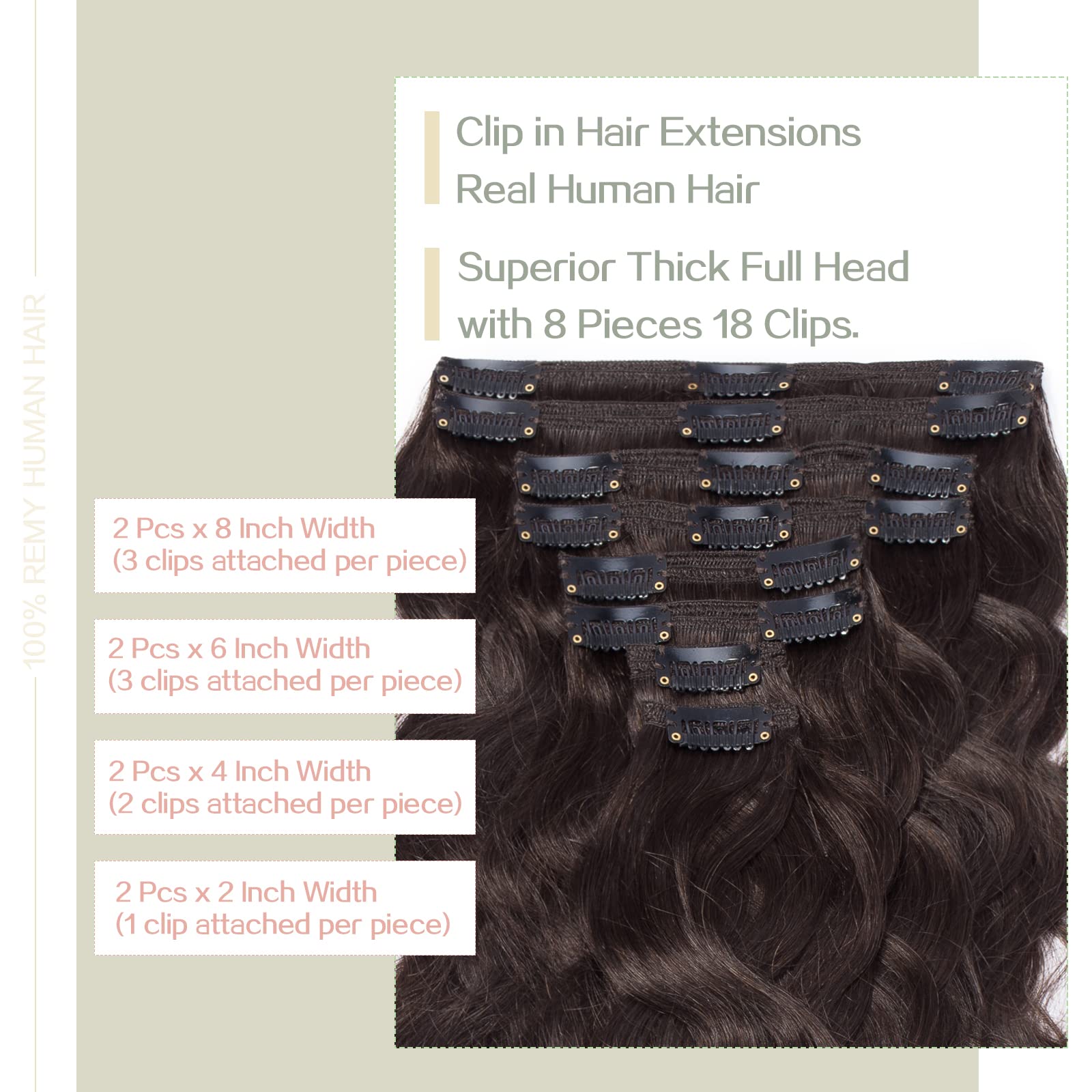 S-noilite 8-Piece Wavy Clip-in Hair Extensions 18