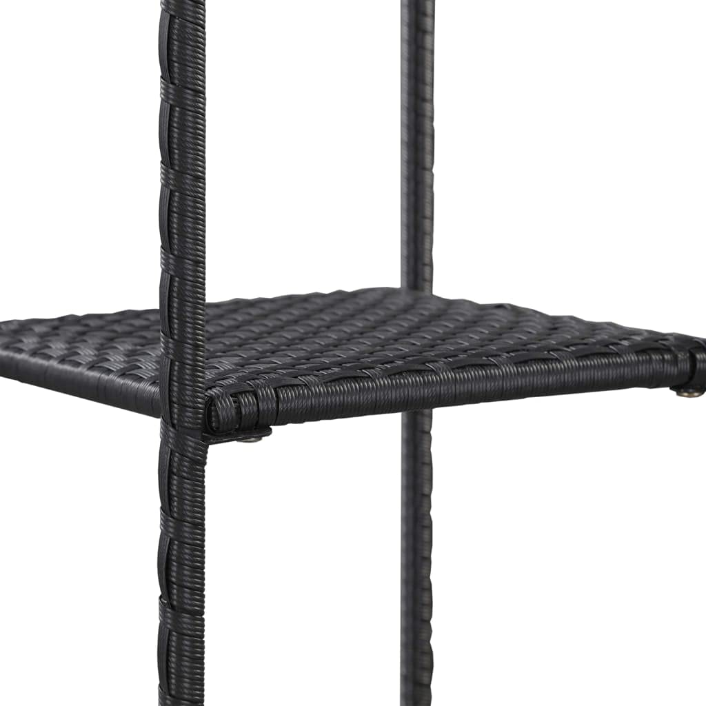 3-Tier Industrial Storage Shelf - Black Poly Rattan Bookcase & Display Rack (11.8
