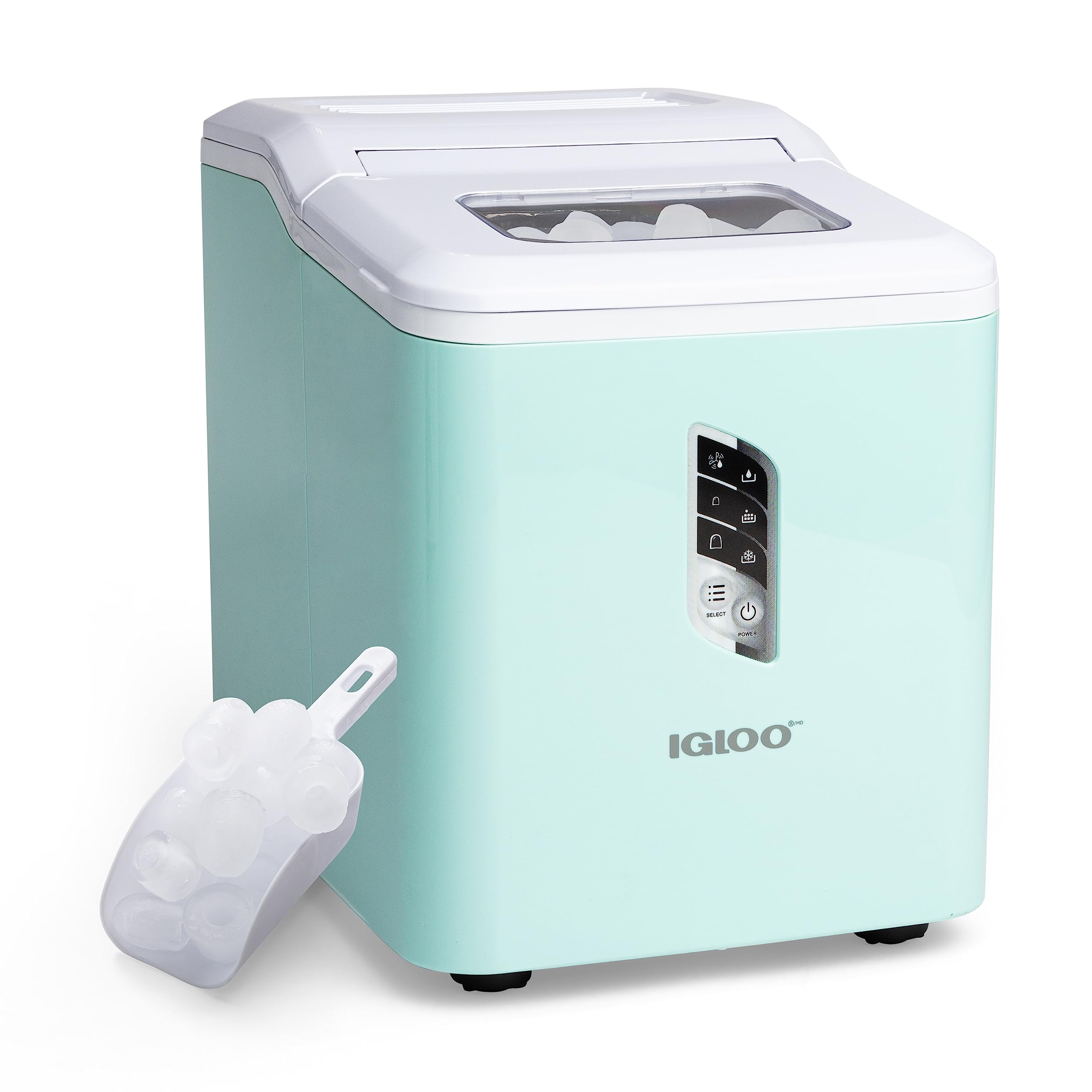 Igloo Automatic Ice Maker Machine - Self-Cleaning Countertop Ice Cube Maker with LED Display, Produces 26 lbs in 24 Hours (9 Large/Small Cubes in 7 Minutes), Includes Ice Scoop - Perfect for Cocktails, Sodas, Water Bottles & Home/Office Use