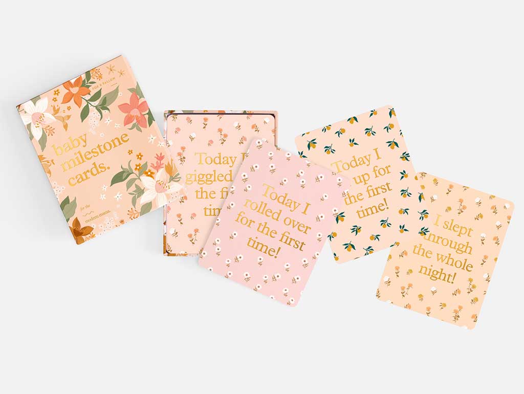 Floral & Gold Foil Baby Milestone Cards - 34-Piece Box Set for Newborn Photography, First Birthday, and Monthly Growth Tracking (Perfect for Baby Showers and Scrapbooking)
