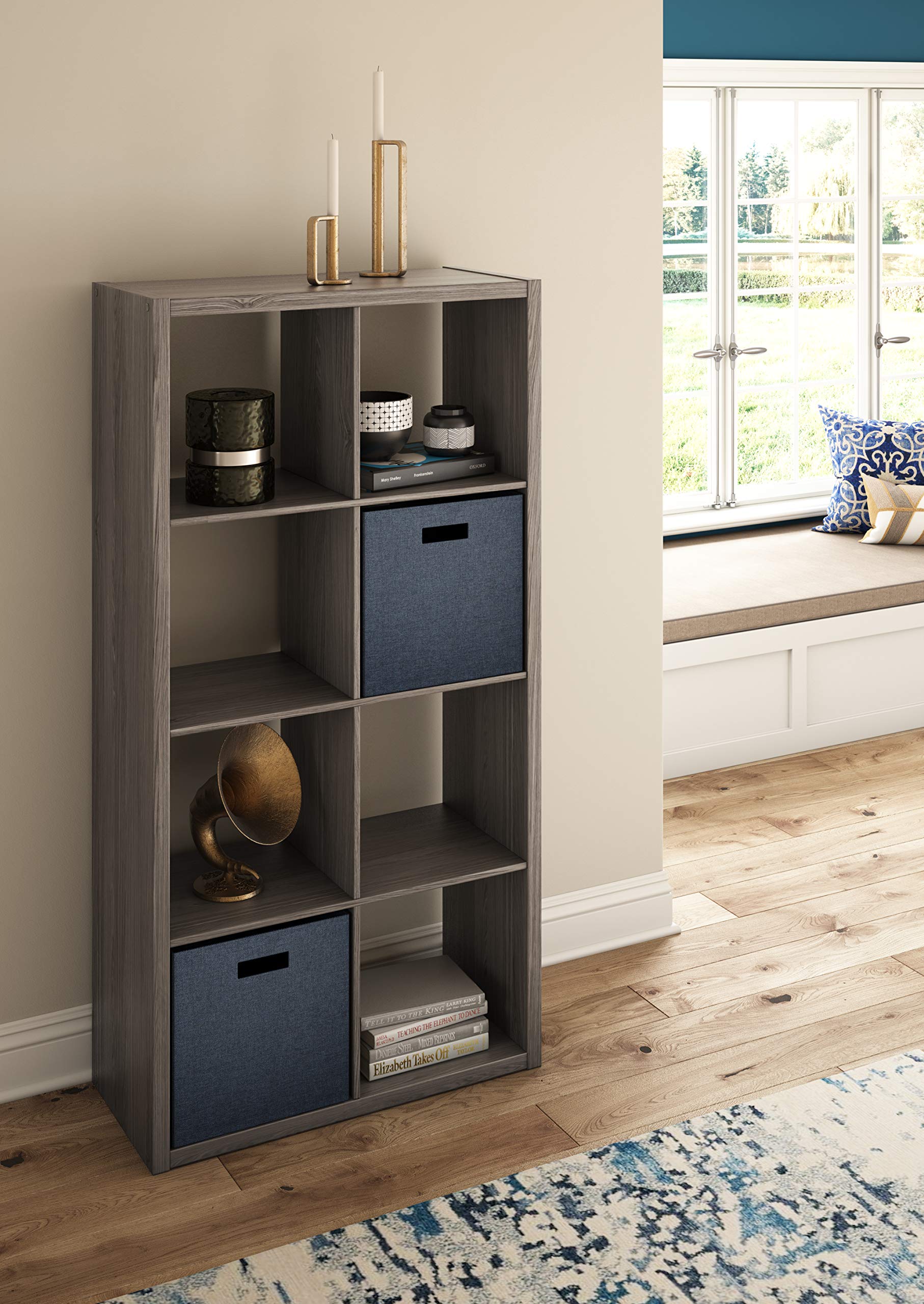 ClosetMaid 8-Cube Heavy Duty Wooden Bookcase Shelf - Open Back Storage Organizer for Home, Closet, Office & Toys (Graphite Gray) | Perfect for Living Room, Bedroom & Kids Room Organization