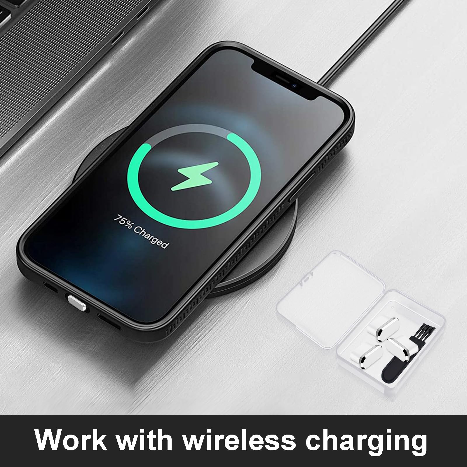 Premium 5-Pack USB-C Anti Dust Plugs with Cleaning Brush - Compatible with iPhone 16/15 Pro Max/Plus, Samsung S25/S24 Ultra, Google Pixel & Moto - Silver Charging Port Protector Caps for Wireless Accessories | Perfect for Travel, Office & Home Use