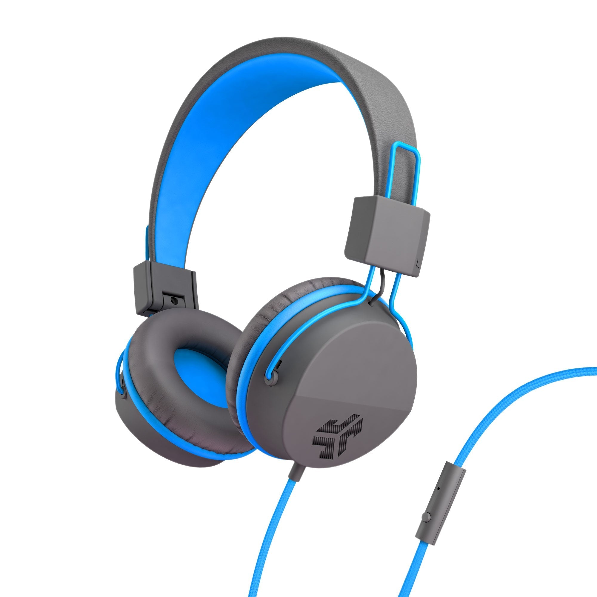 JBuddies Studio On-Ear Wired Headphones for Kids - Graphite/Blue - Lightweight & Comfortable for School, Travel, and Online Learning
