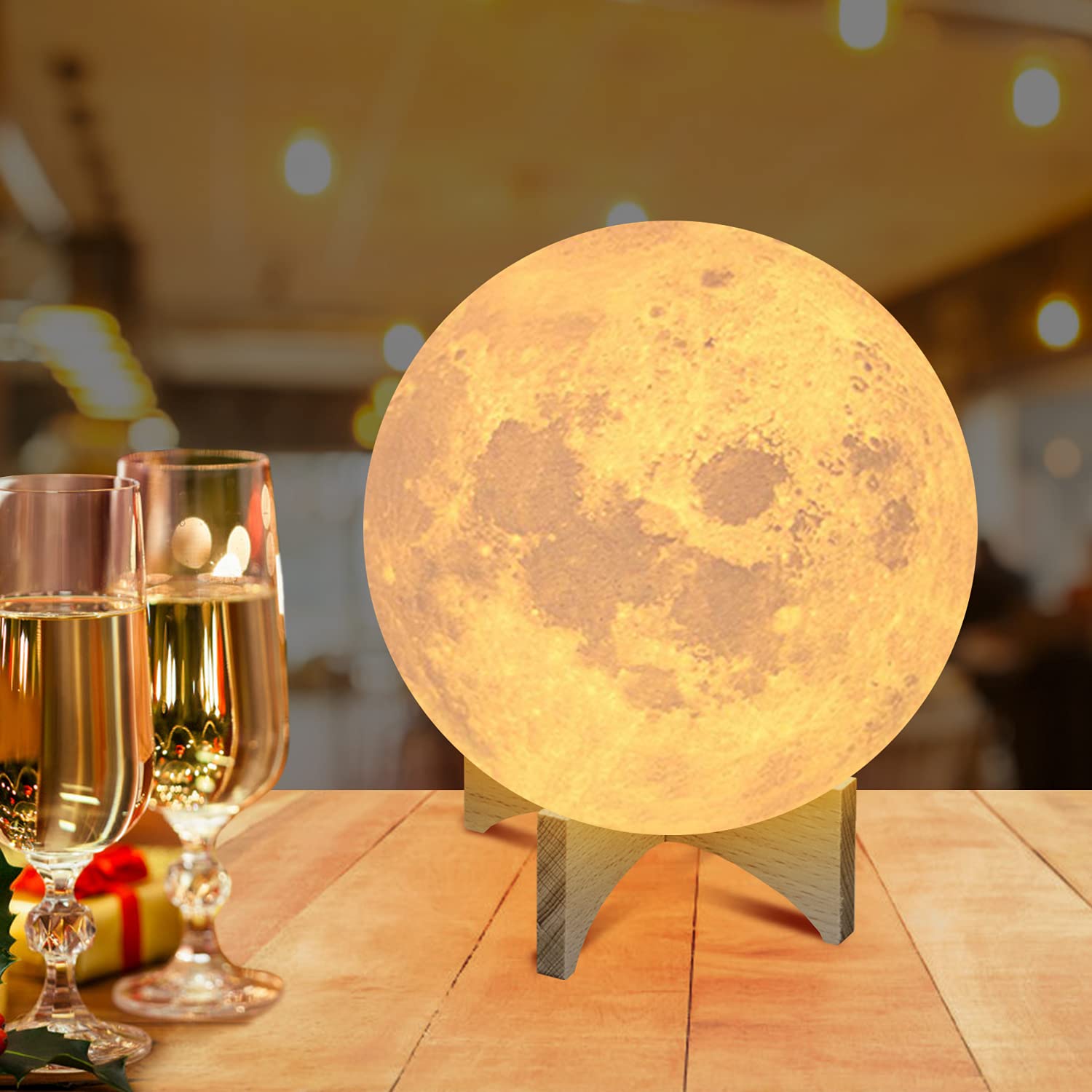 3D Printed Moon Lamp - 16 Color Changing LED Night Light with Remote & Touch Control, 5.9 Inch USB Rechargeable Moon Light Gift for Kids, Couples, Birthday & Christmas | Perfect for Bedroom Decor, Nursery Nightlight & Romantic Gifts
