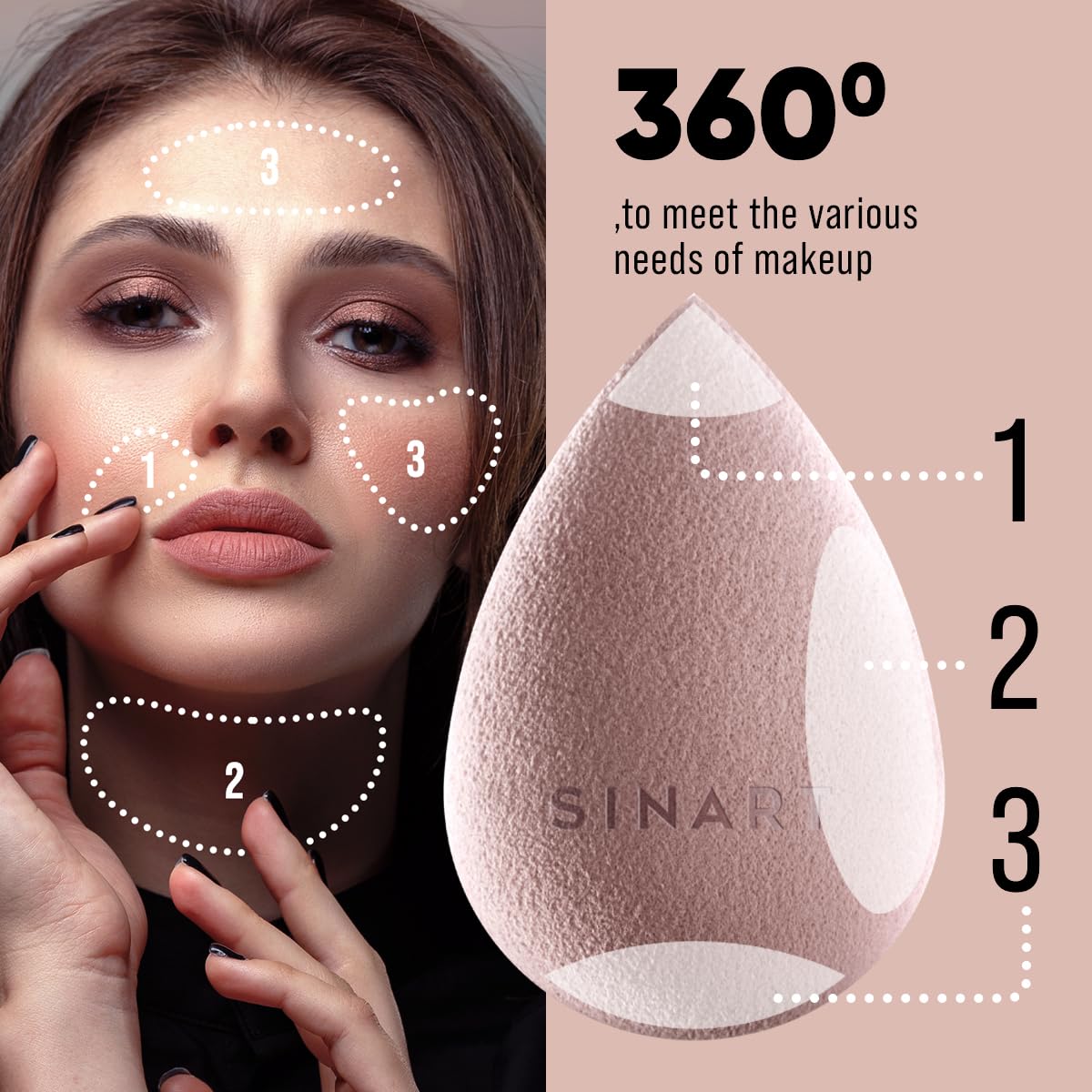 Premium Makeup Sponge - Vegan & Cruelty-Free Beauty Blender for Liquid, Cream & Powder Foundation - Latex-Free Pro Sponge for Flawless Makeup Application - Perfect for Daily Use, Professional Makeup Artists & Travel (Beige)
