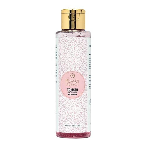 Flower Organics Tomato & Niacinamide Face Wash - Pore Minimizing, Acne Control & Brightening Facial Cleanser for Men & Women (120ml) | Gentle Daily Cleansing for Oily, Acne-Prone & Dull Skin