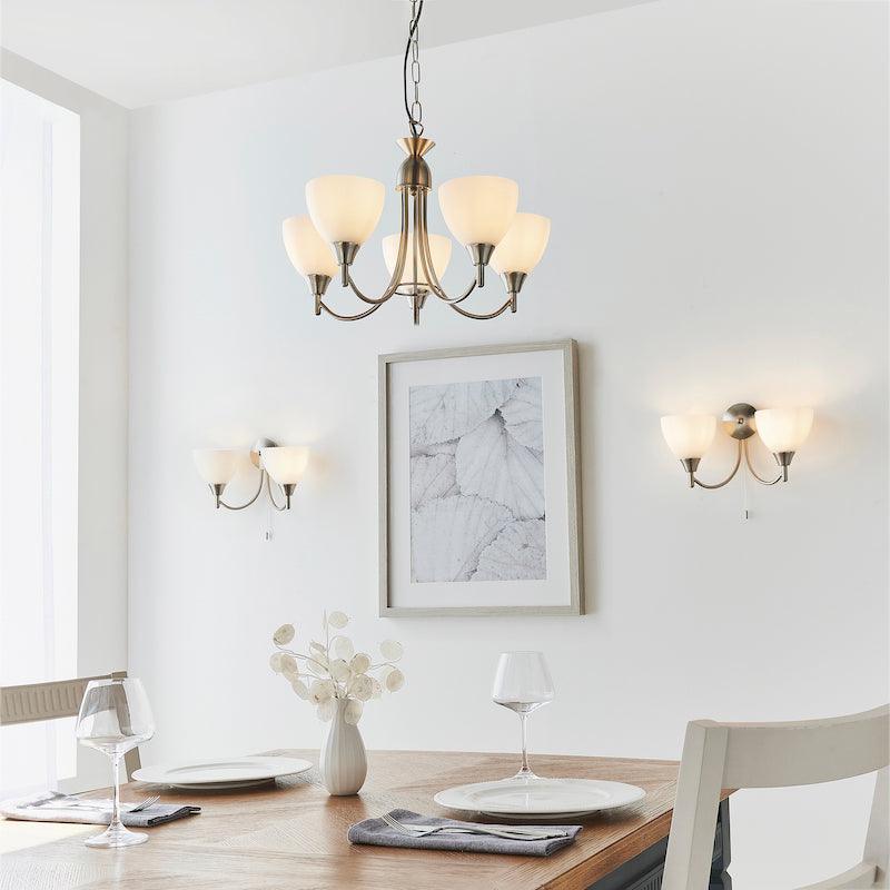 Alton 5-Light Satin Nickel Semi-Flush Mount Ceiling Fixture - Perfect for Bedroom, Dining Room & Hallway Lighting