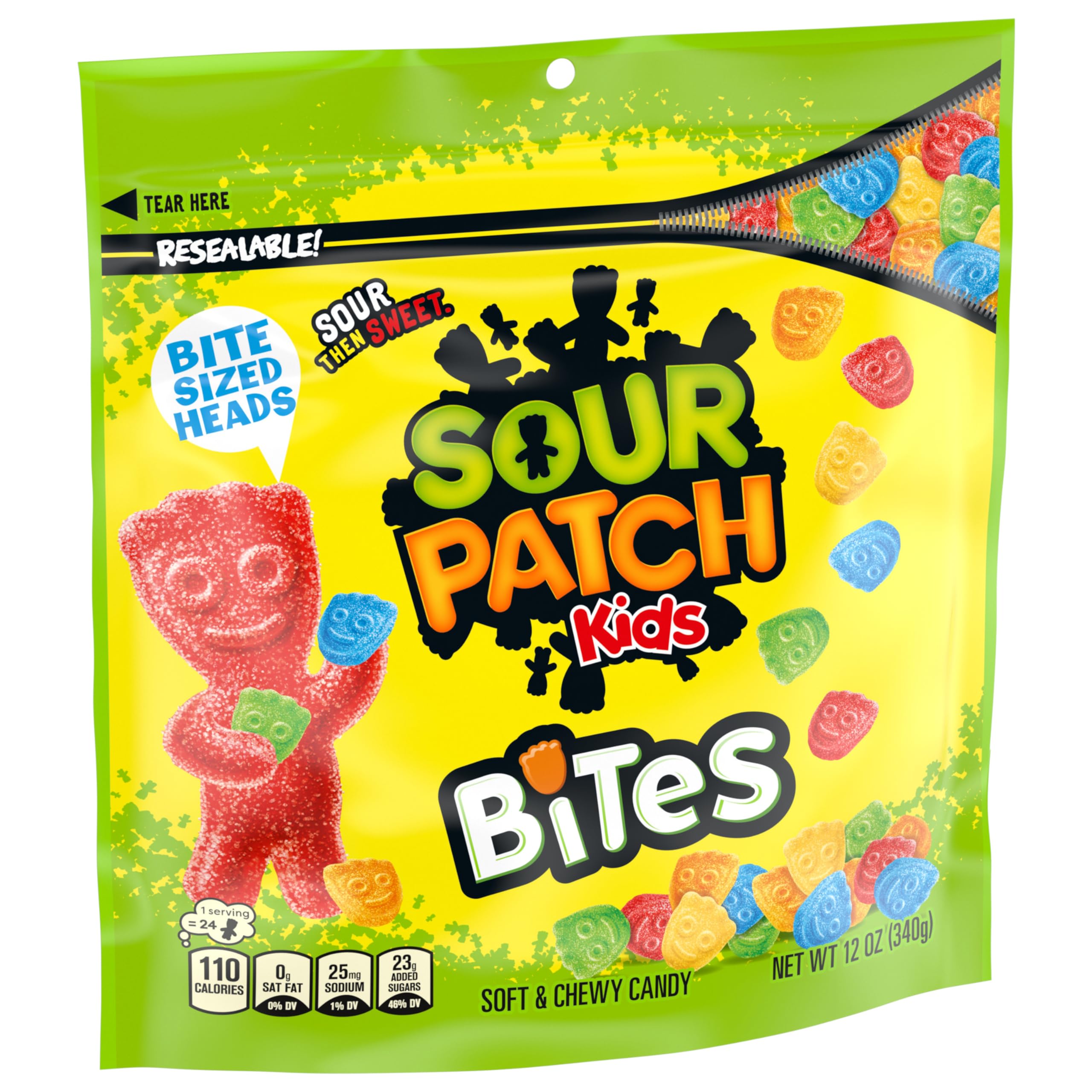 Sour Patch Kids Soft & Chewy Candy Bites - 12 oz Bag | Sweet & Tangy Sour Gummy Treats for Parties, Movies & Snacking