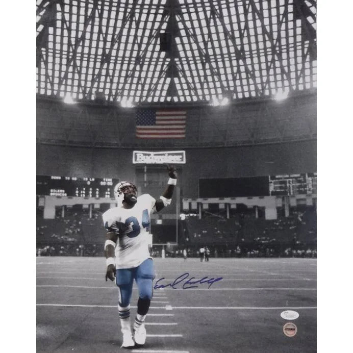 Earl Campbell Autographed 16x20 Framed Jersey with JSA COA - Houston Oilers Texans NFL Memorabilia for Home Office Decor & Sports Fan Gifts