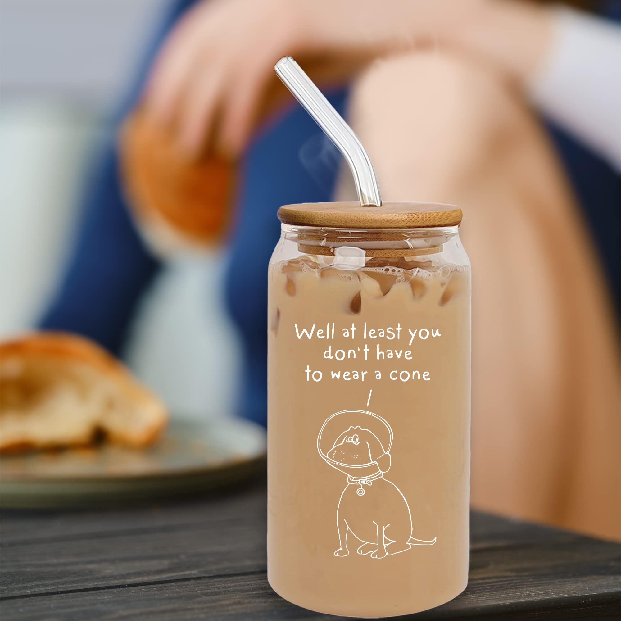 16oz Glass Coffee Cup with Bamboo Lid & Straw - Funny Breakup & Divorce Gift for Women, Get Well Present After Surgery - Perfect for Iced Coffee, Smoothies & Relaxing at Home