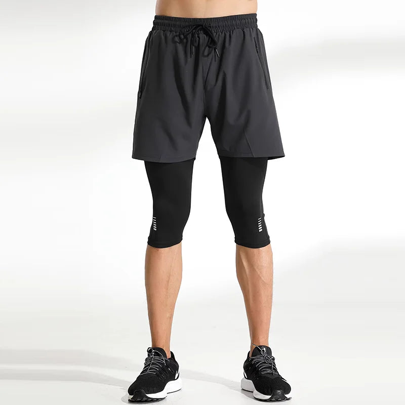 Men's 2-in-1 Running Pants with Pockets - Double Layer Gym Training Sweatpants for Jogging & Workouts | Moisture-Wicking Athletic Trousers for Men