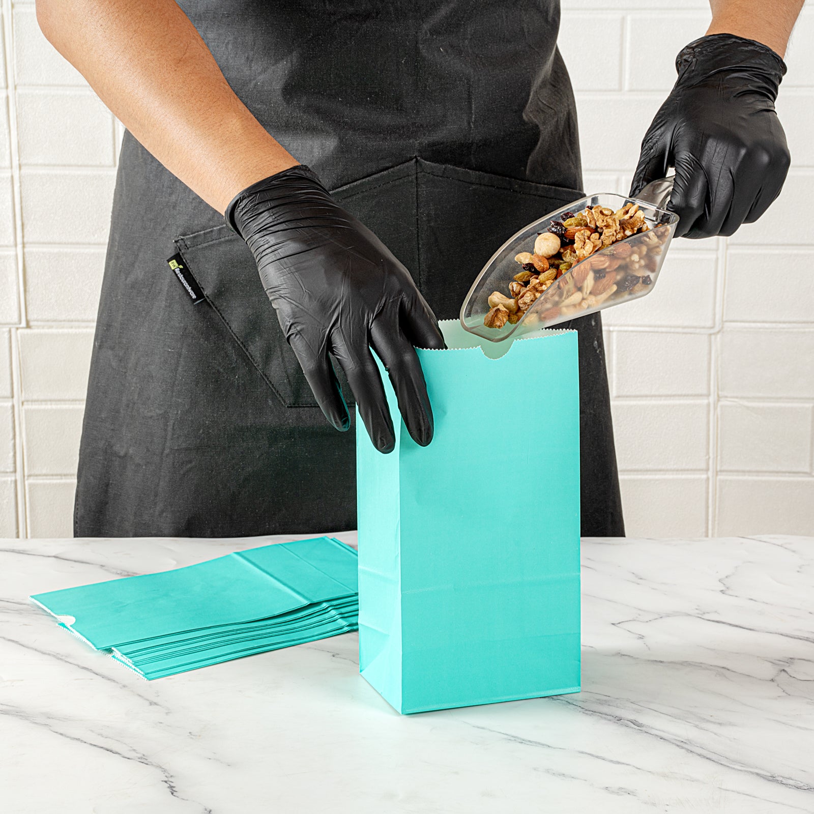 Premium Turquoise Paper Bags - 4 lb Capacity, 5 x 3.25 x 9.5 Inches - Pack of 100 - Perfect for Gift Wrapping, Party Favors & Retail Packaging