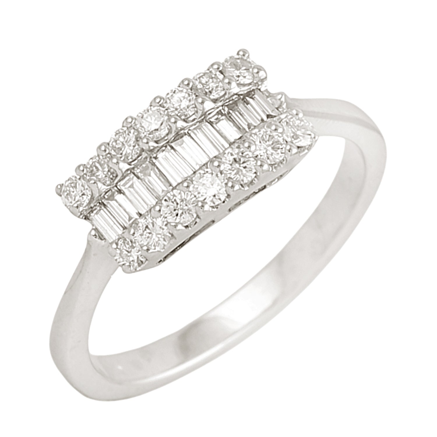 18K White Gold Channel Set Baguette Cut Natural Diamond Band Ring for Women – Perfect for Engagement, Wedding, Anniversary & Everyday Elegance