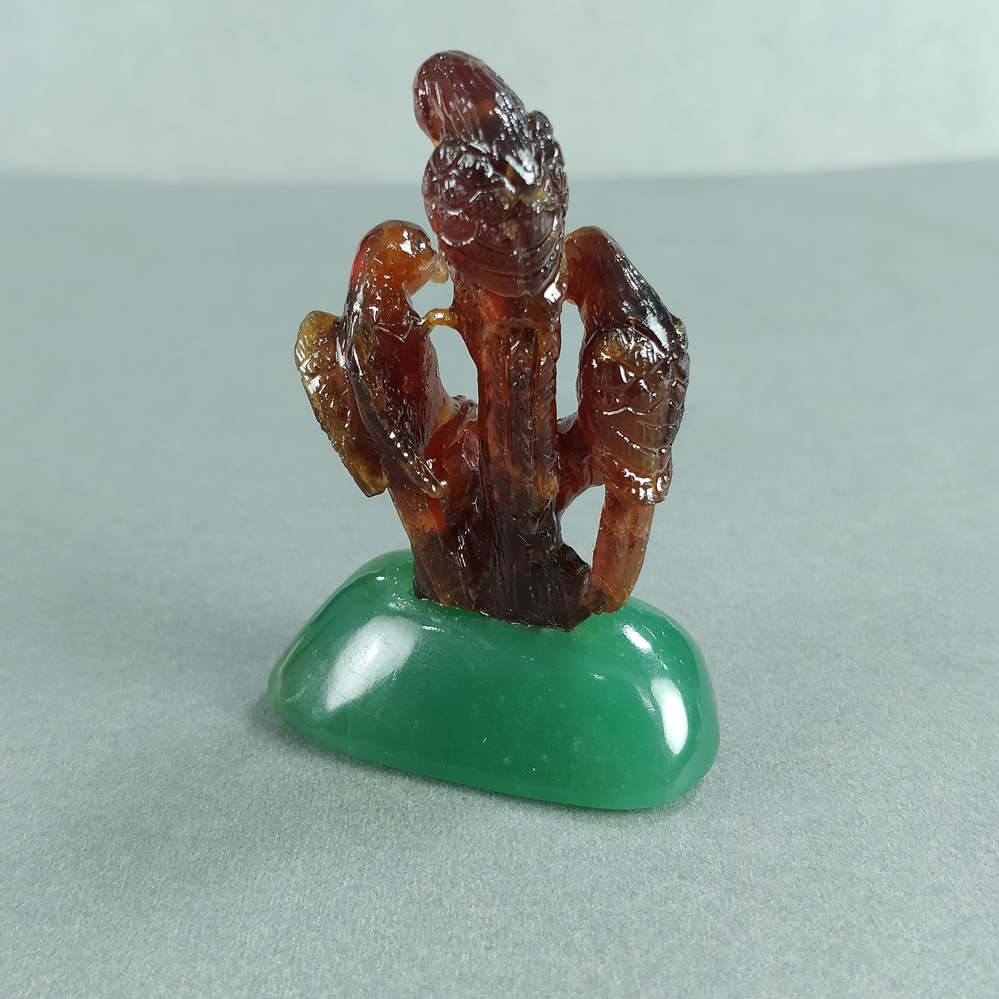 Natural Hessonite Garnet Gemstone Bird Carving - 218.50cts Untreated Cinnamon Hessonite with Quartzite - 63x43mm Handcrafted Jewelry for Meditation & Spiritual Healing