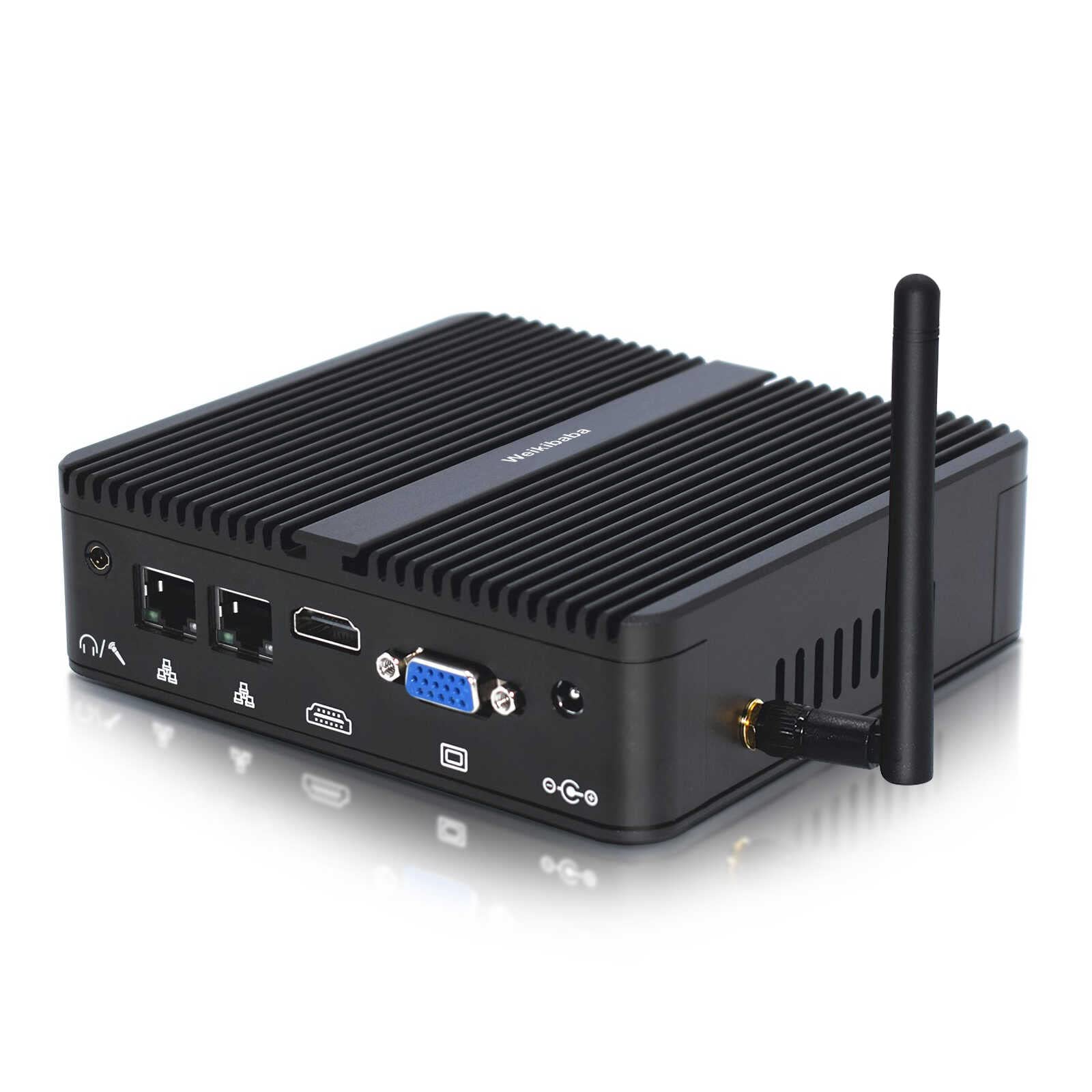 Weikibaba Fanless Industrial Mini PC - Intel Celeron J4125, 32GB DDR4 RAM, 512GB SSD, Windows 10 Pro - Compact Micro Computer with WiFi, Bluetooth 4.0, HDMI/VGA, RS232 COM Port & USB 3.0 - Perfect for Digital Signage, Factory Automation & Office Workstations