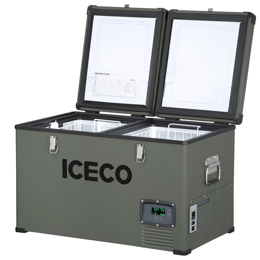 ICECO VL65 65L Dual Zone Portable Refrigerator - 12V/24V DC & 110V AC Car Fridge for Camping, Road Trips & Outdoor Adventures - Compact Freezer for Food, Drinks & Medicine Storage