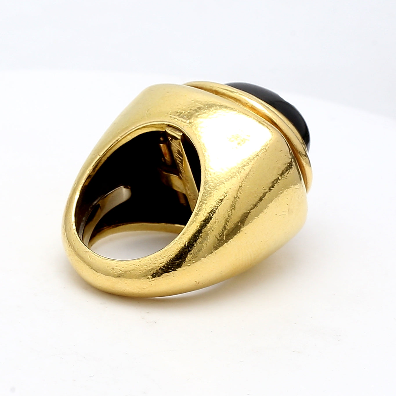 David Webb Vintage 41.20 Grams Black Onyx 18K Yellow Gold Cocktail Ring for Women | Elegant Evening Party Jewelry Gift
